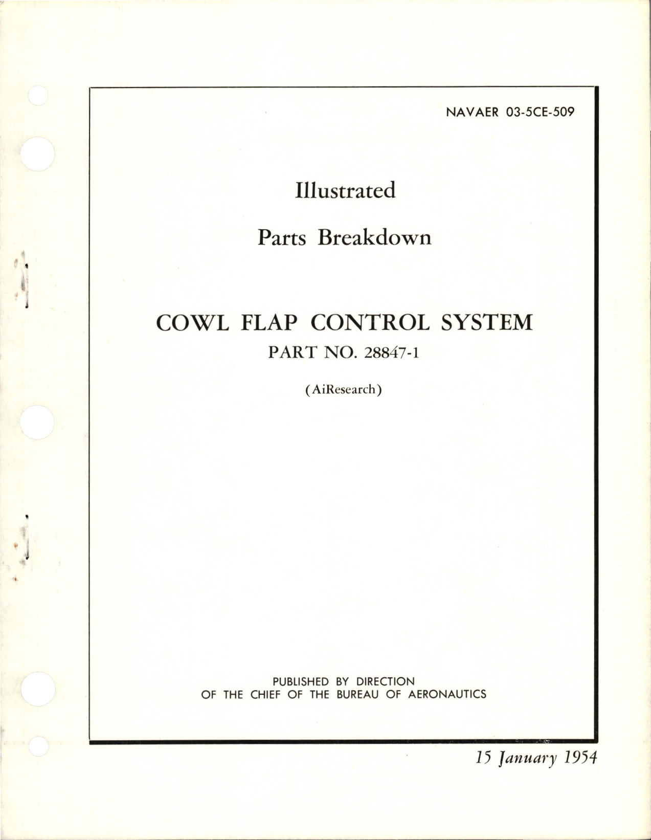 Sample page 1 from AirCorps Library document: Illustrated Parts Breakdown for Cowl Flap Control System - Part 28847-1