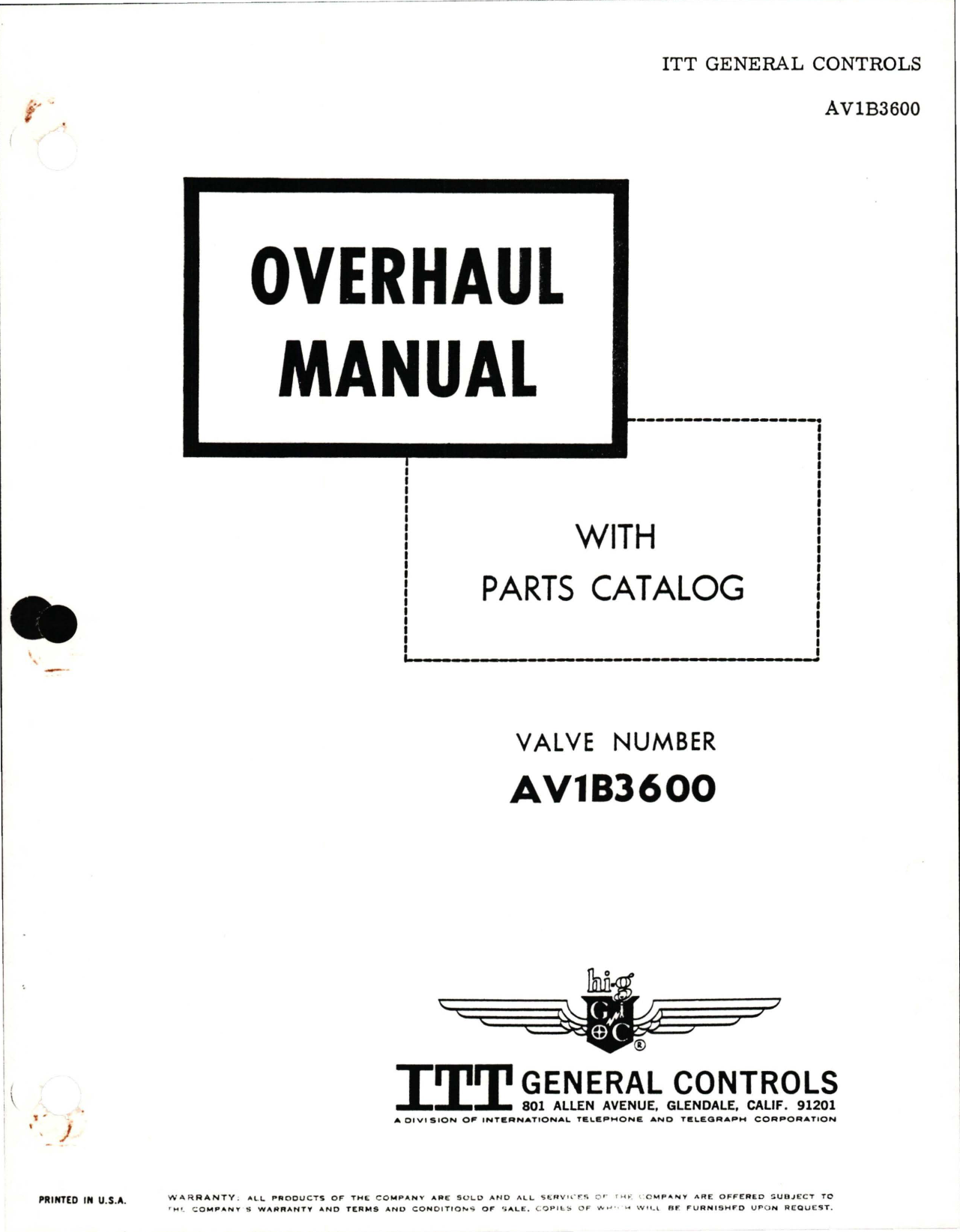 Sample page 1 from AirCorps Library document: Overhaul with Parts Catalog for Solenoid Shutoff Valve - Part AV1B3600 