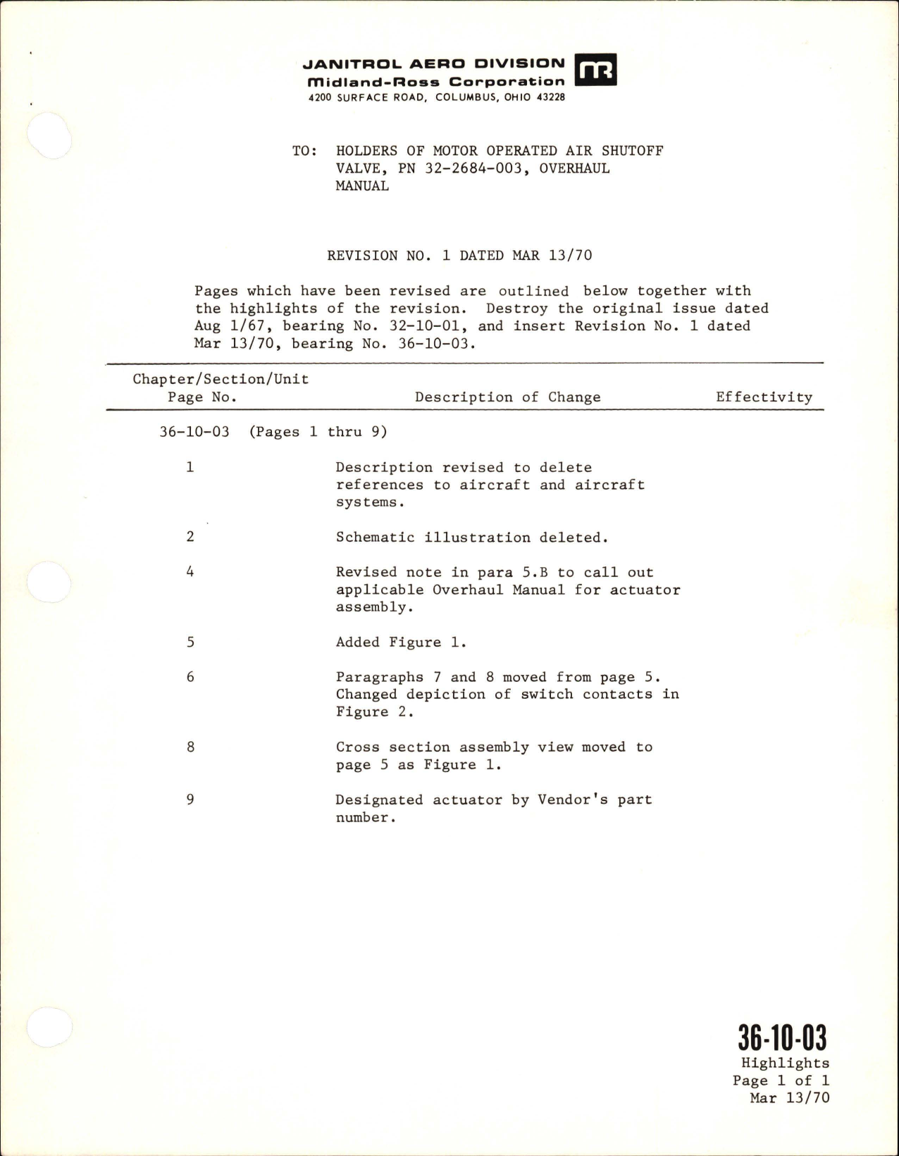 Sample page 7 from AirCorps Library document: Overhaul Manual with Parts Breakdown for Motor Operated Air Shutoff Valve - 32-2684-003