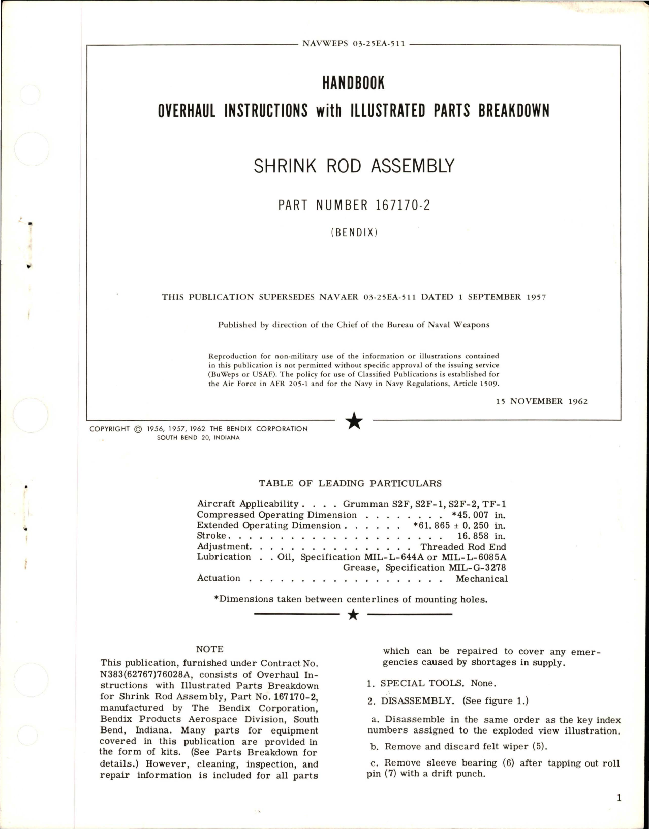 Sample page 1 from AirCorps Library document: Overhaul Instructions with Illustrated Parts Breakdown for Shrink Rod Assembly - Parts 167170-2