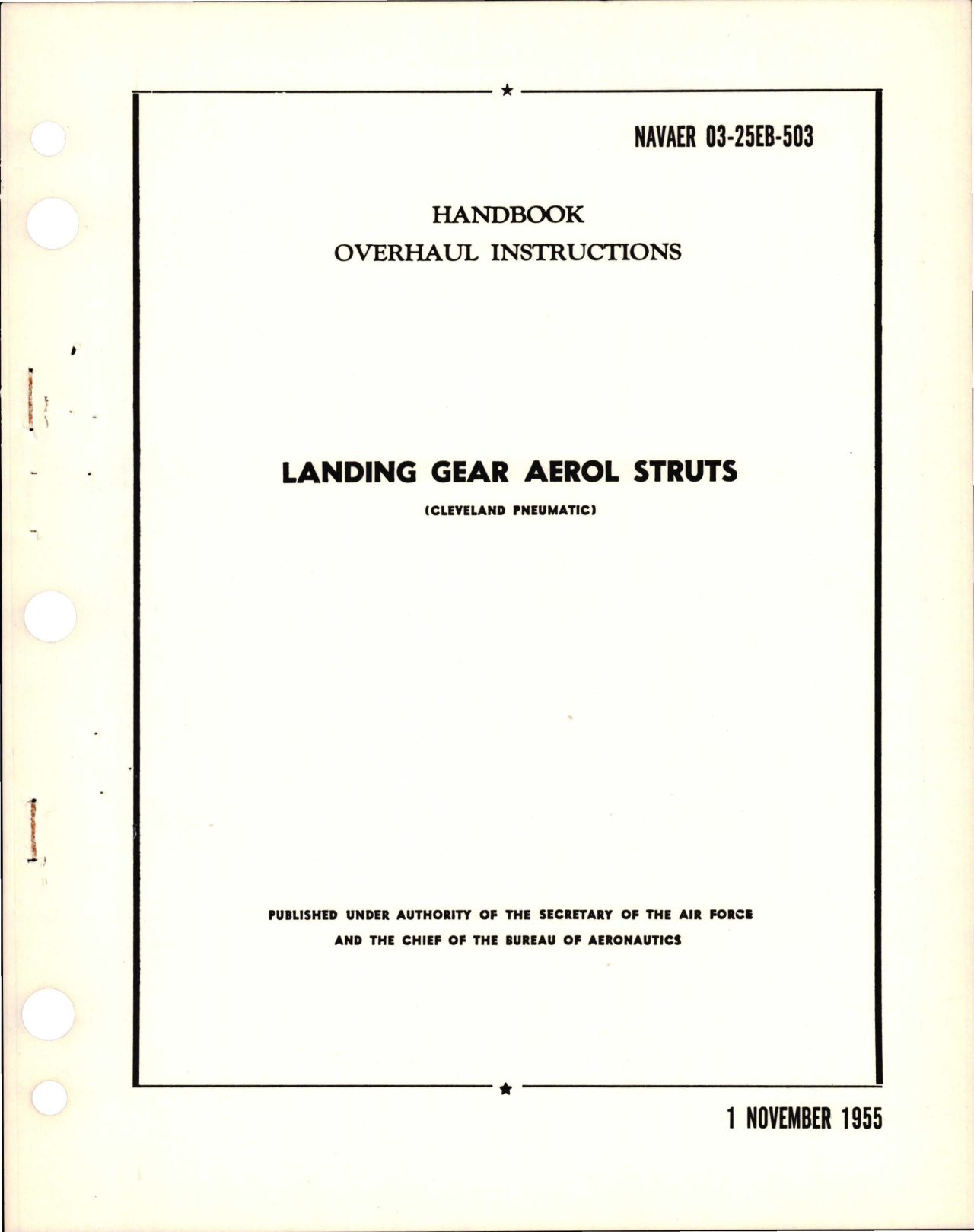 Sample page 1 from AirCorps Library document: Overhaul Instructions for Landing Gear Aerol Struts