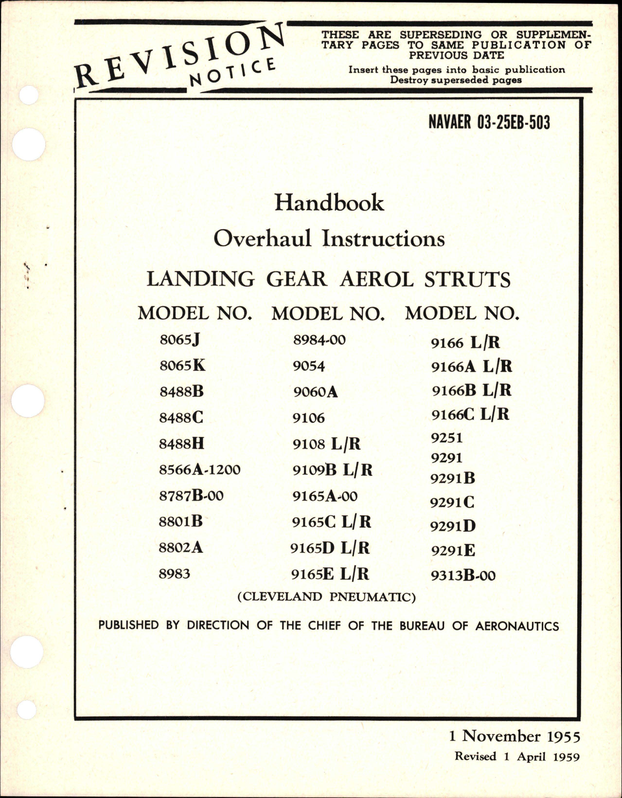 Sample page 1 from AirCorps Library document: Revision to Overhaul Instructions for Landing Gear Aerol Struts