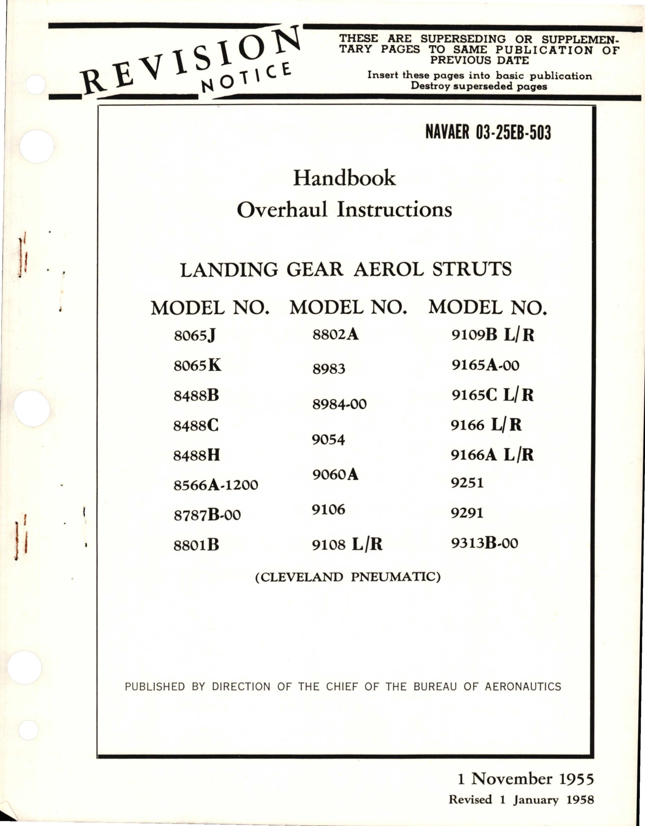 Sample page 1 from AirCorps Library document: Revision to Overhaul Instructions for Landing Gear Aerol Struts 