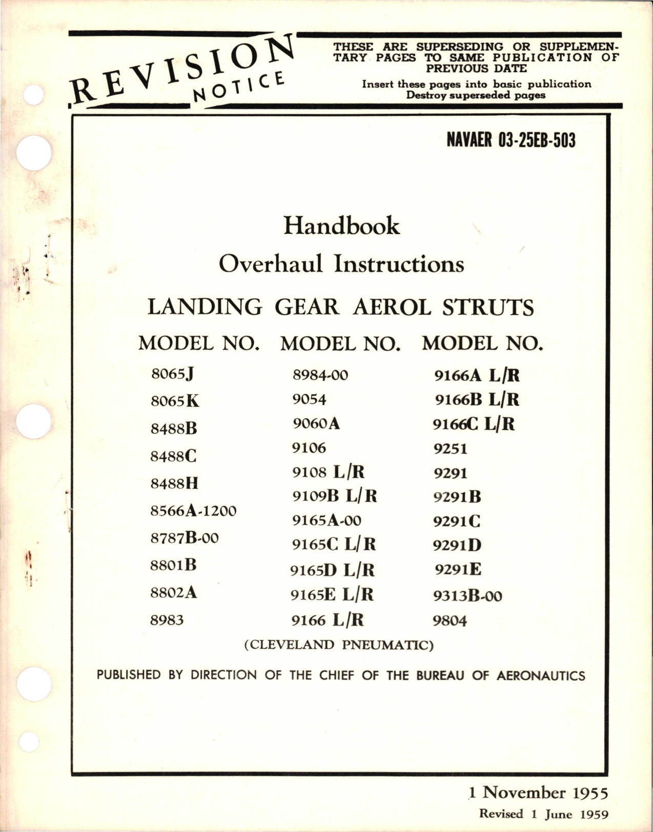 Sample page 1 from AirCorps Library document: Revision to Overhaul Instructions for Landing Gear Aerol Struts