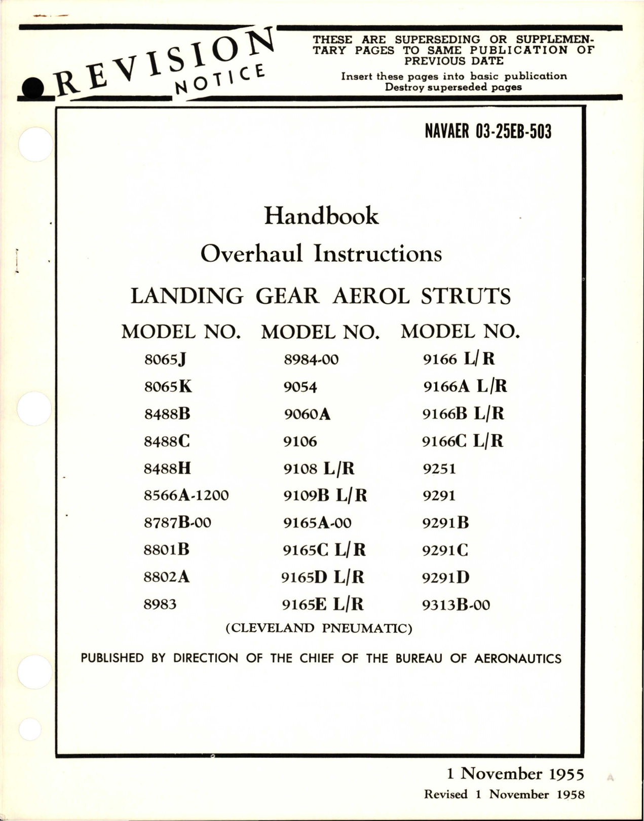 Sample page 1 from AirCorps Library document: Revision to Overhaul Instructions for Landing Gear Aerol Struts