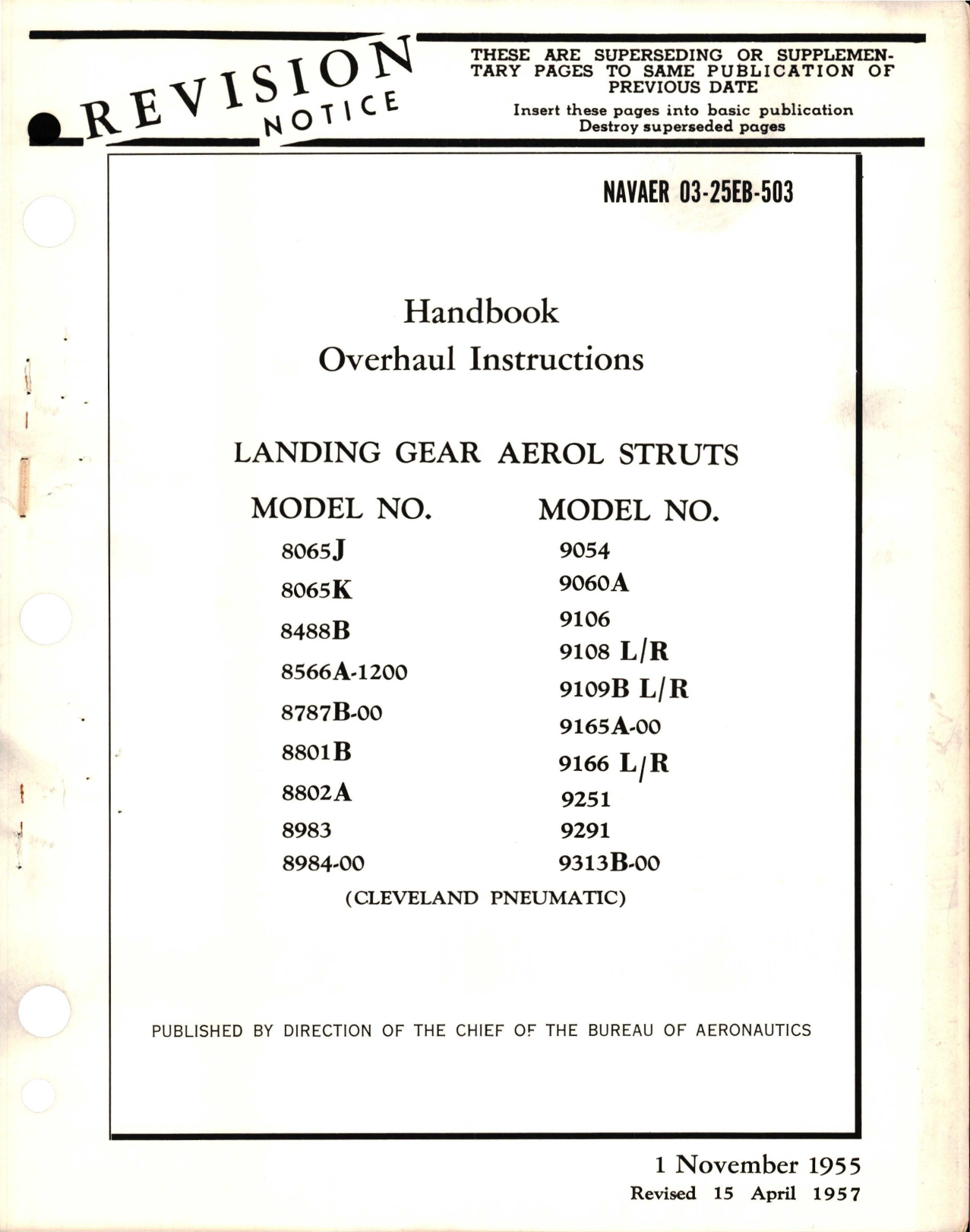 Sample page 1 from AirCorps Library document: Revision to Overhaul Instructions for Landing Gear Aerol Struts