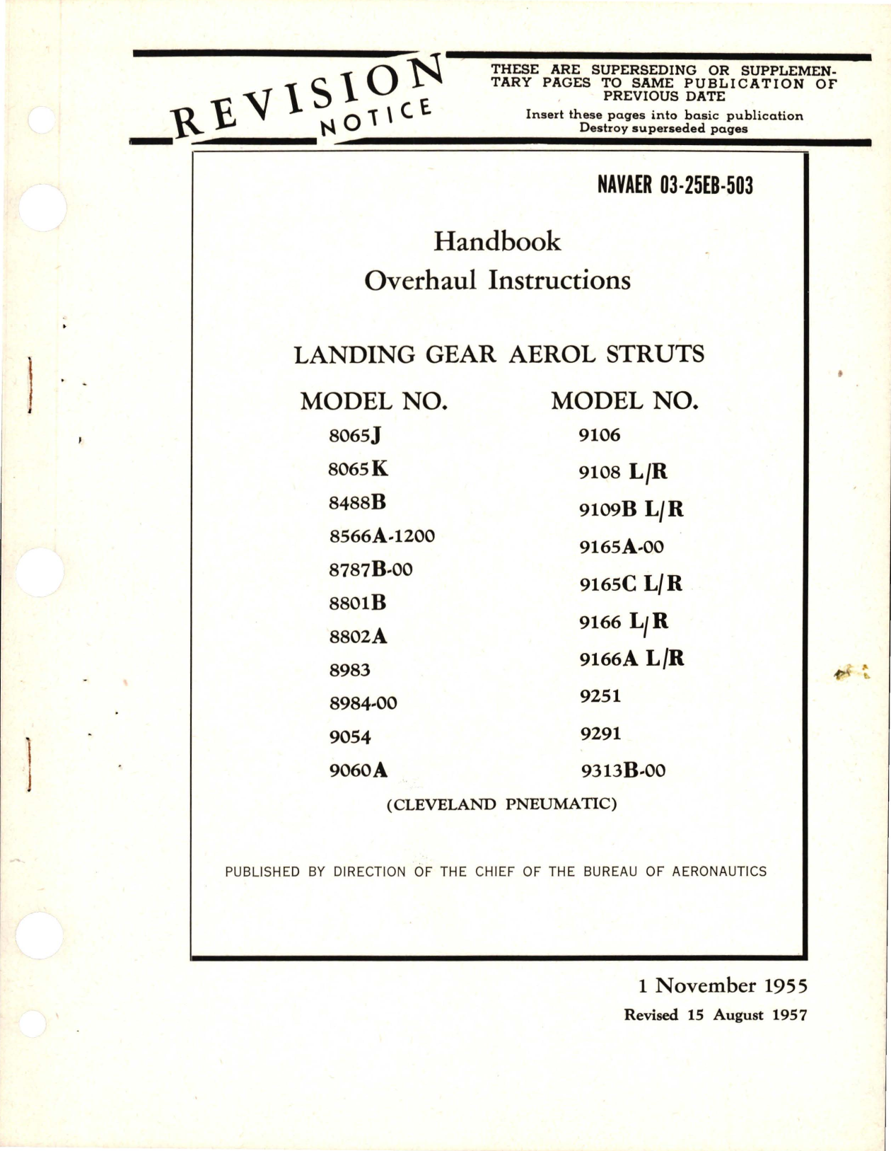 Sample page 1 from AirCorps Library document: Revision to Overhaul Instructions for Landing Gear Aerol Struts