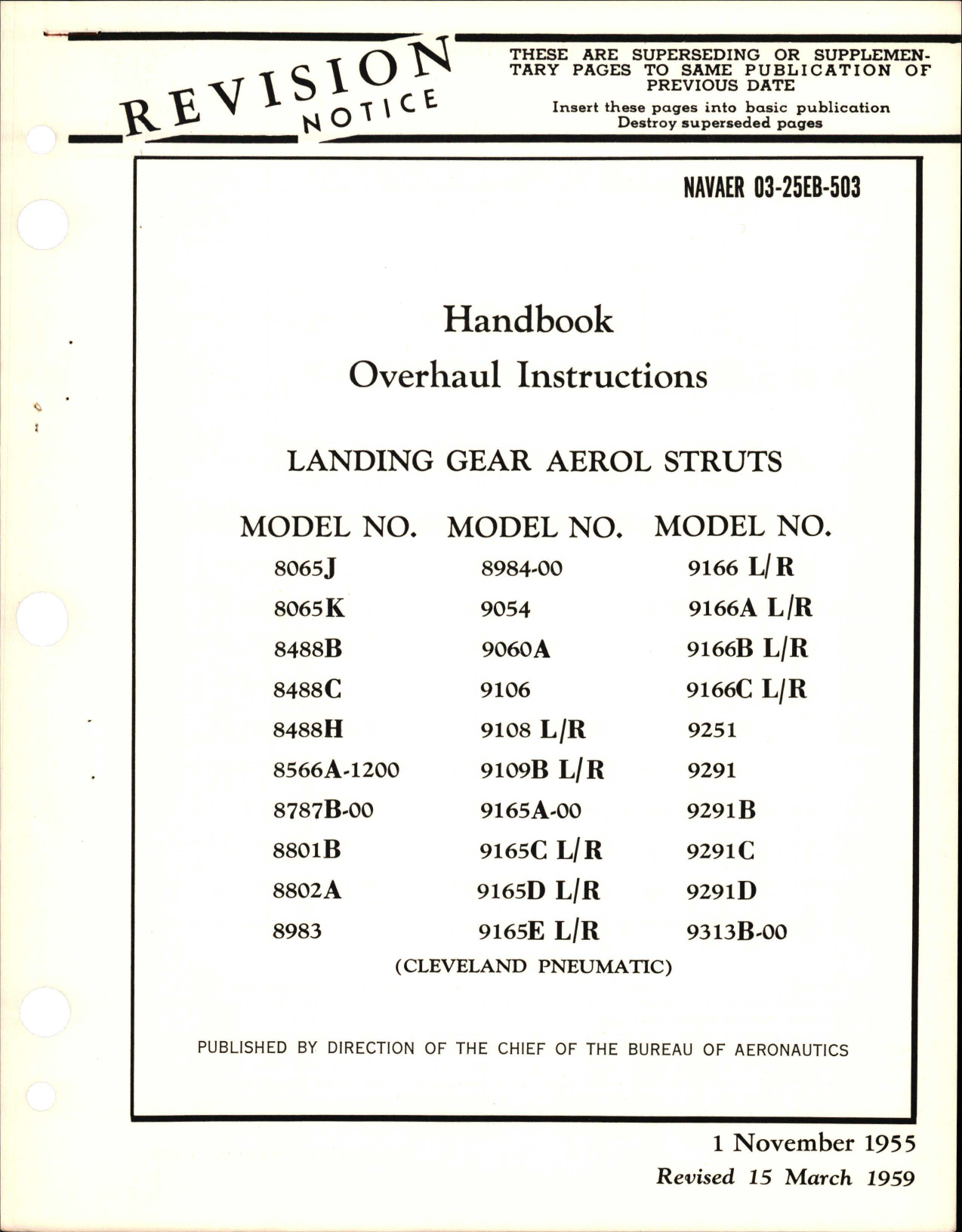 Sample page 1 from AirCorps Library document: Revision to Overhaul Instructions for Landing Gear Aerol Struts