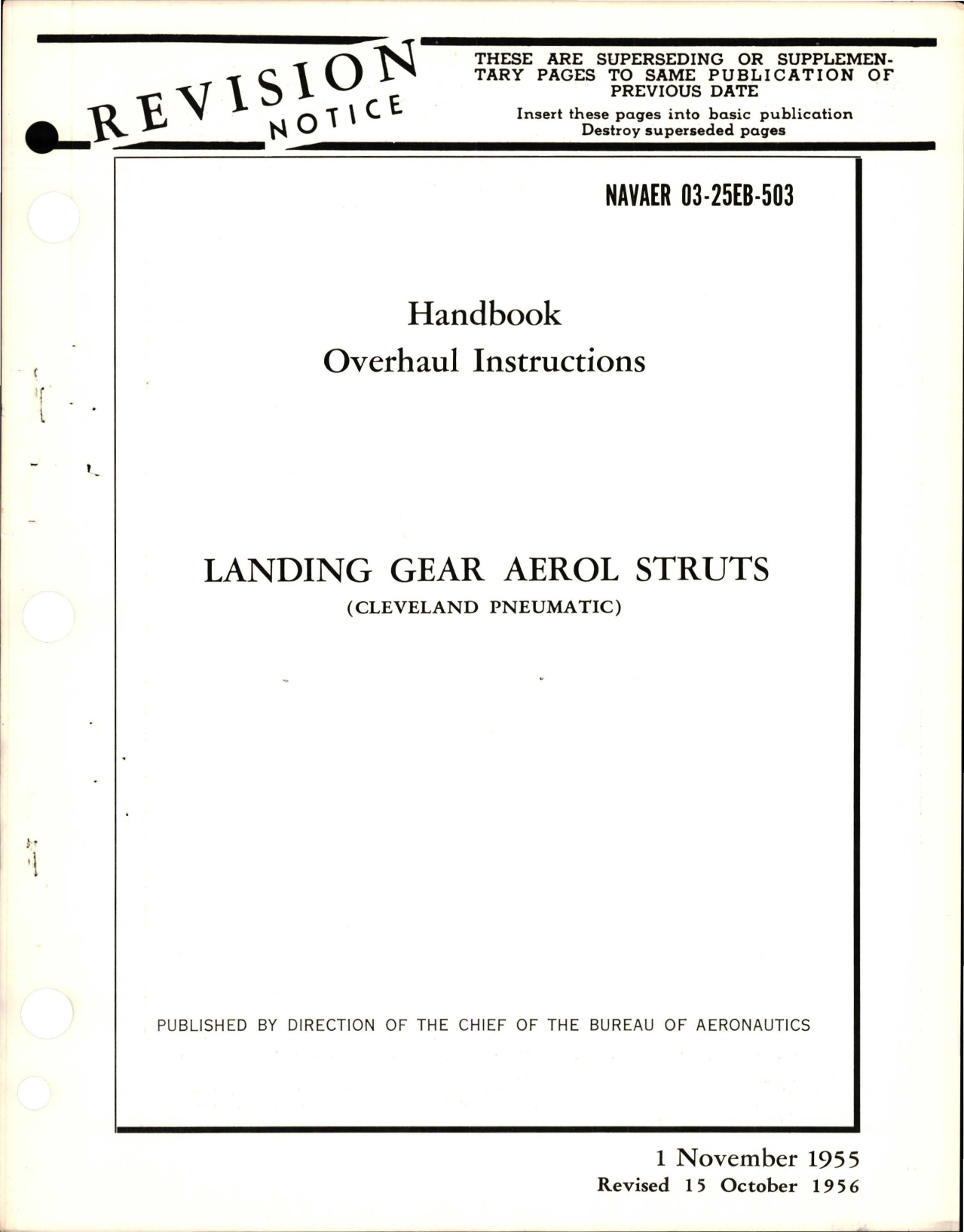 Sample page 1 from AirCorps Library document: Revision to Overhaul Instructions for Landing Gear Aerol Struts