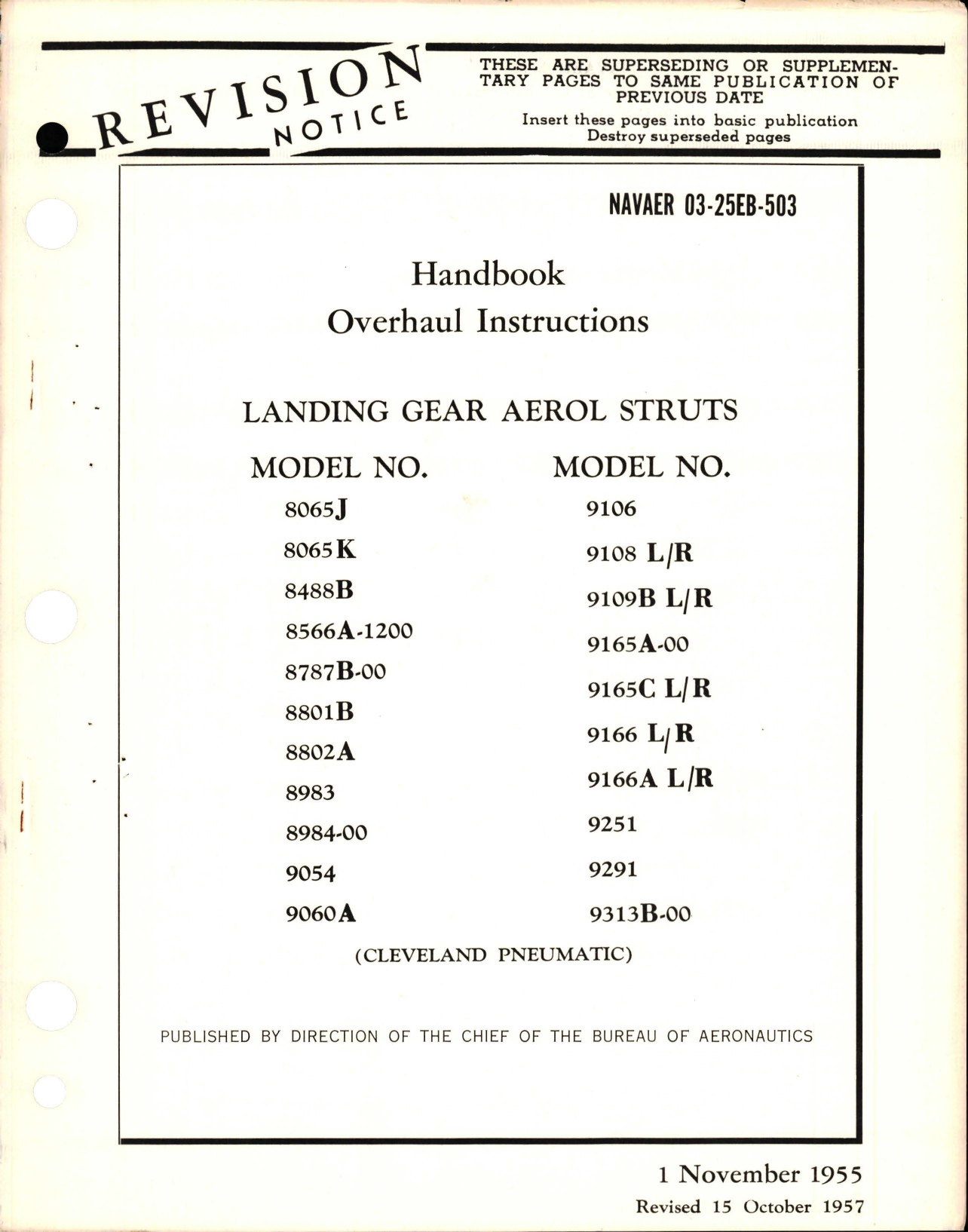 Sample page 1 from AirCorps Library document: Revision to Overhaul Instructions for Landing Gear Aerol Struts