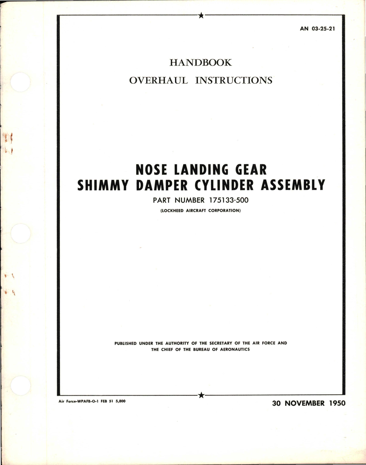 Sample page 1 from AirCorps Library document: Overhaul Instructions for Nose Landing Gear Shimmy Damper Cylinder Assembly - Part 175133-500