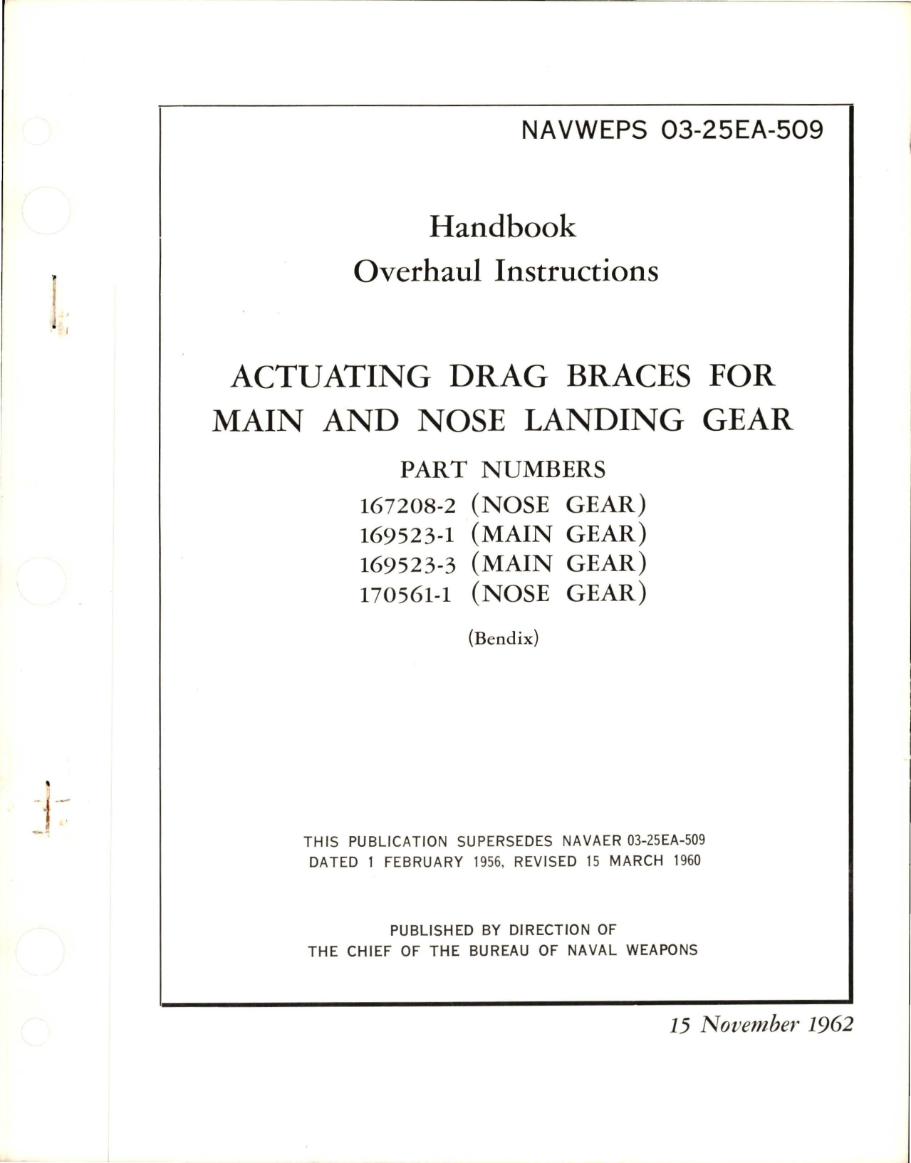 Sample page 1 from AirCorps Library document: Overhaul Instructions for Actuating Drag Braces for Main and Nose Landing Gear