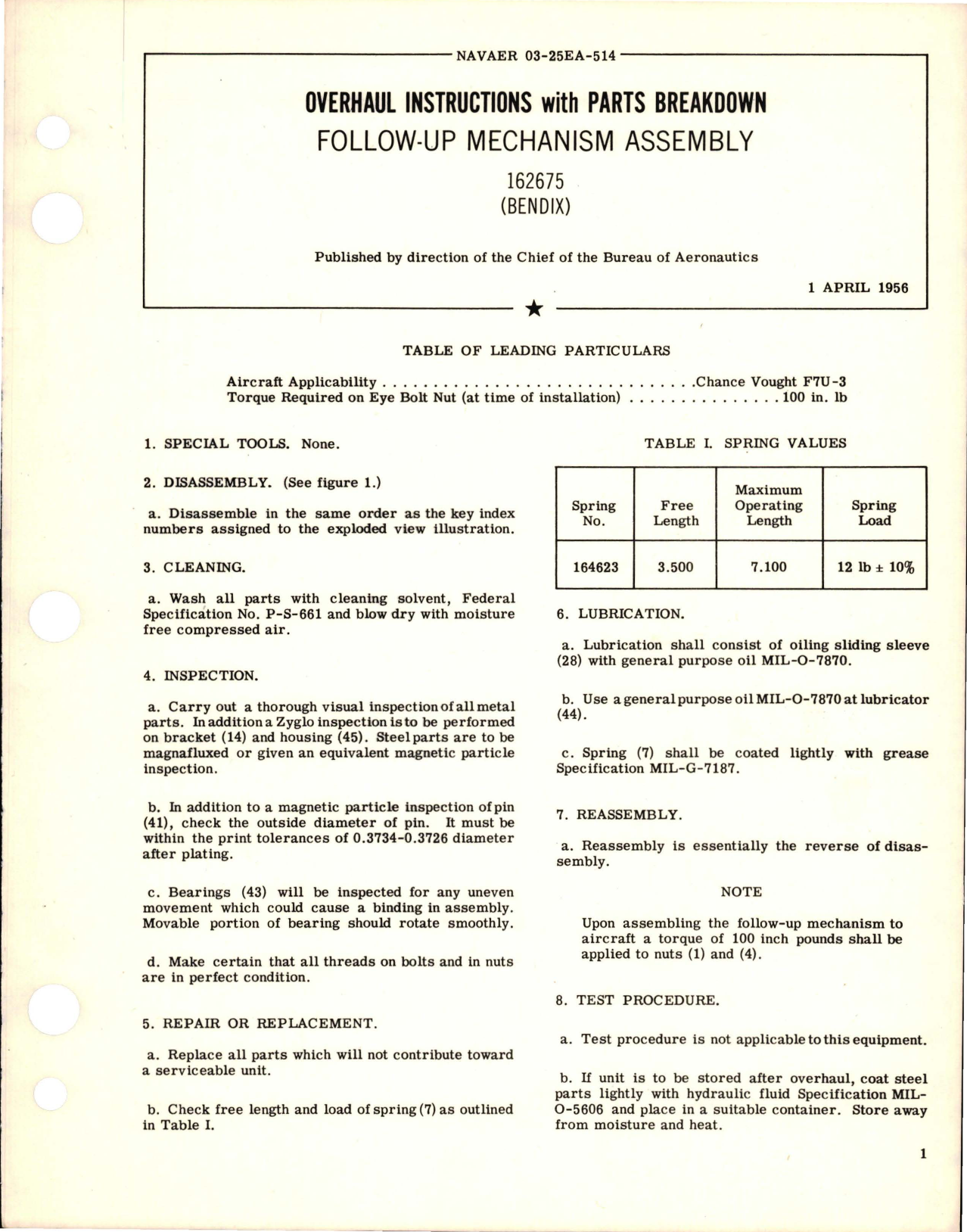 Sample page 1 from AirCorps Library document: Overhaul Instructions with Parts Breakdown for Follow Up Mechanism Assembly - 162675