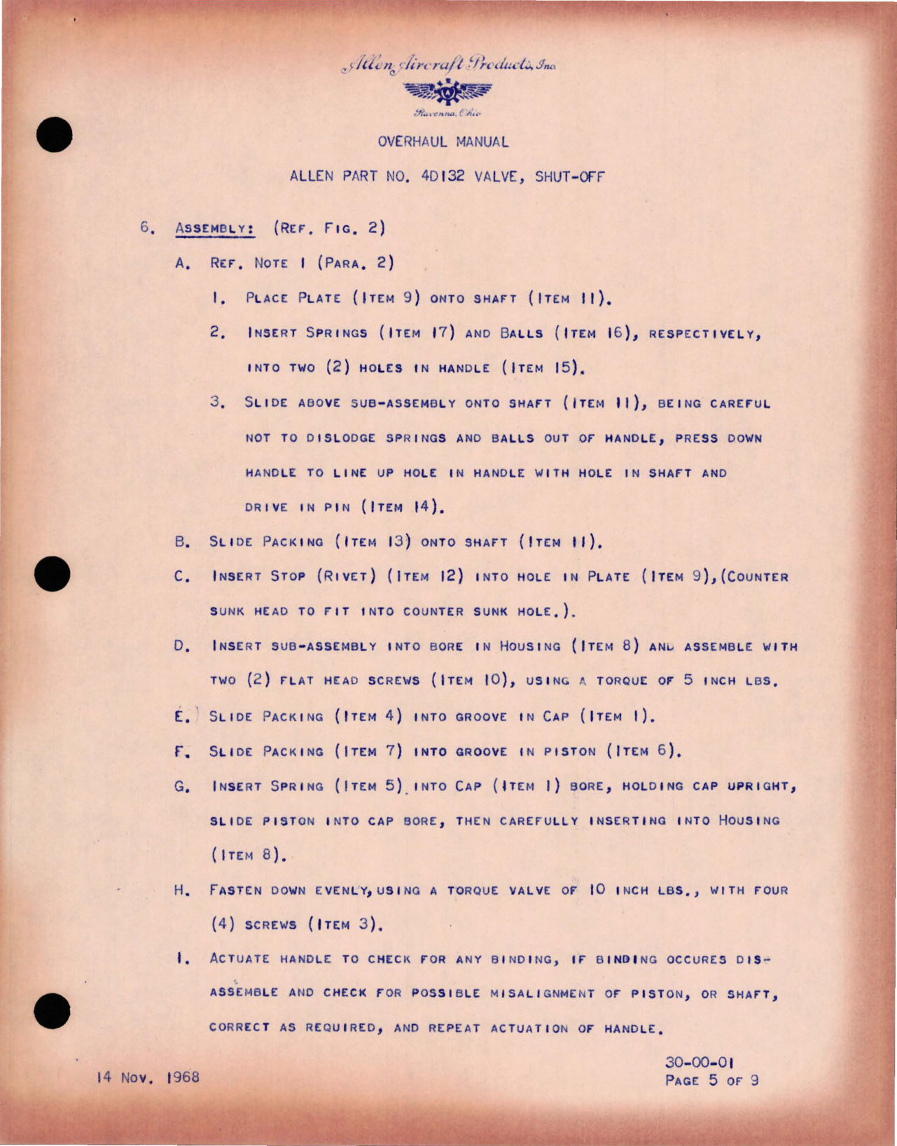 Sample page 5 from AirCorps Library document: Overhaul Manual for Shut-Off Valve - Part 4D132 (Allen Aircraft