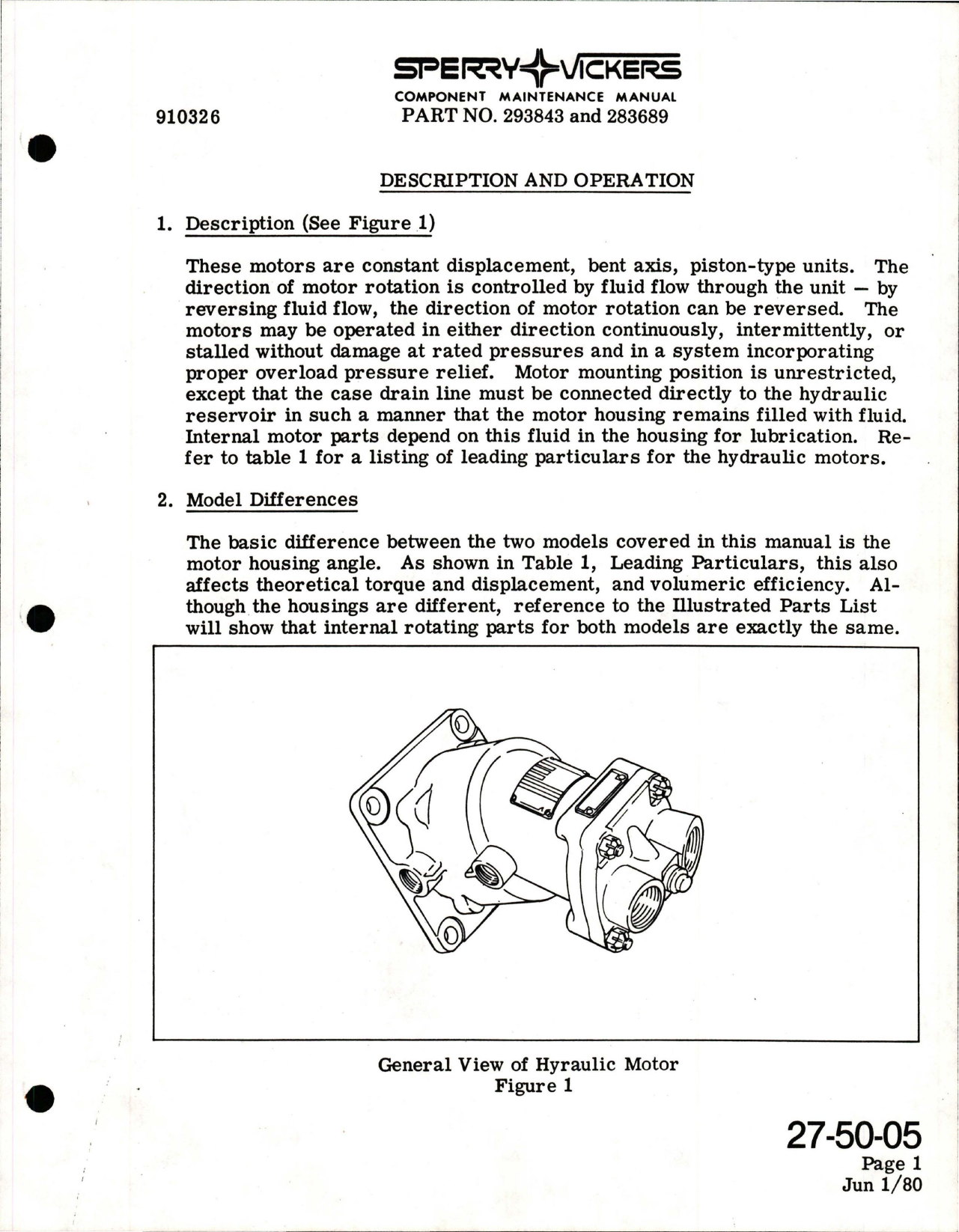 Sample page 7 from AirCorps Library document: Maintenance Manual with Illustrated Parts List for Constant Displacement Hydraulic Motor Assembly - Parts 293843 and 283689