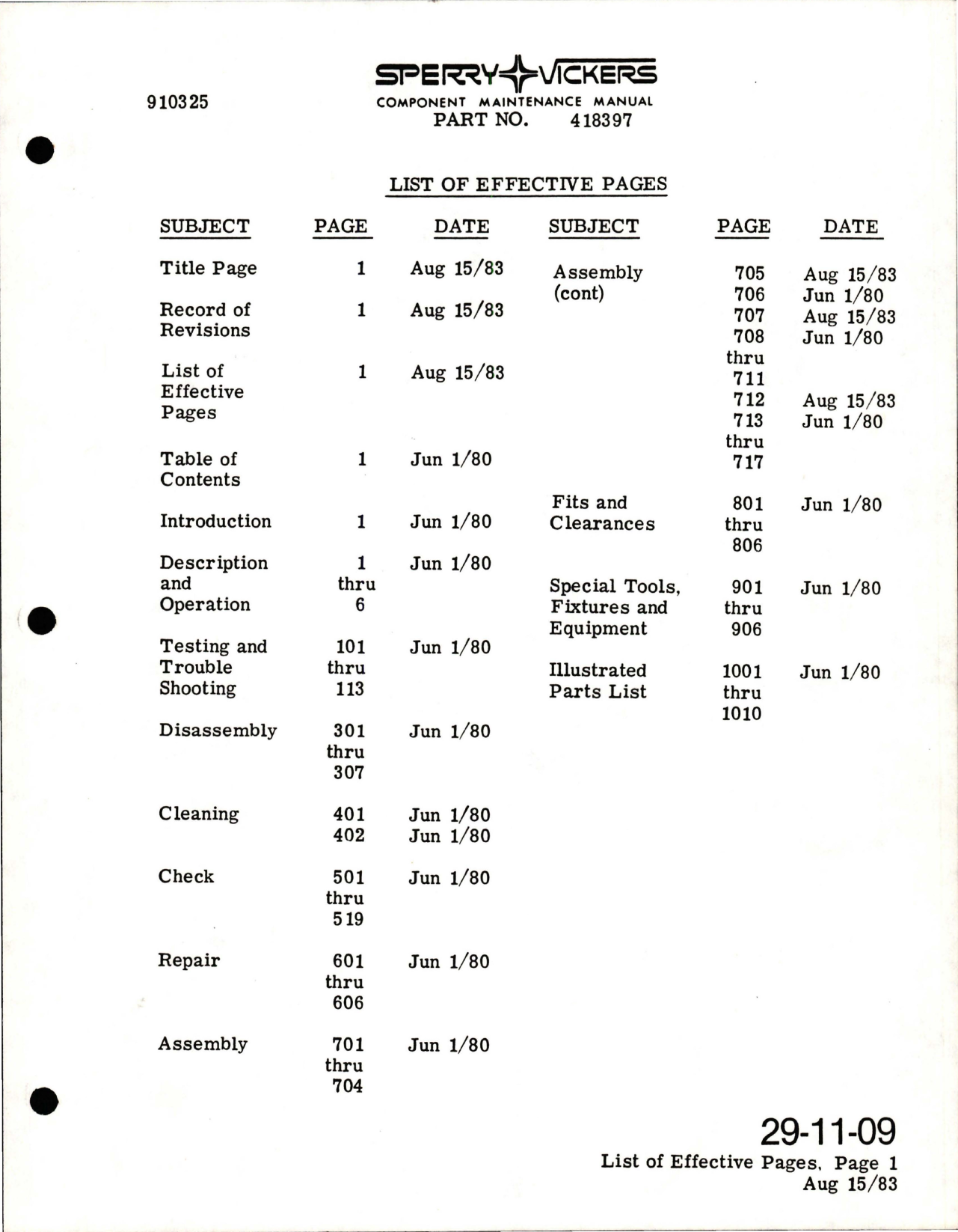 Sample page 5 from AirCorps Library document: Maintenance Manual with Parts List for Variable Delivery Hydraulic Pump Assembly - Model PV3-044-30A - Part 418397 