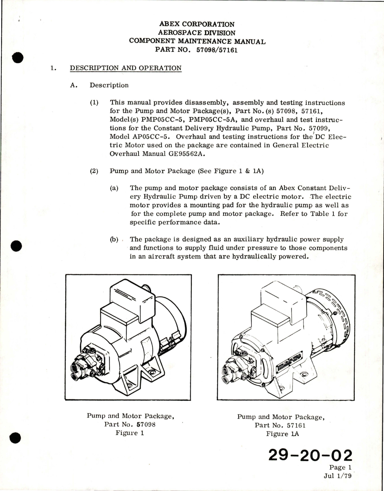 Sample page 9 from AirCorps Library document: Maintenance Manual with Illustrated Parts List for Pump and Motor Package - Parts 57098, 57161 