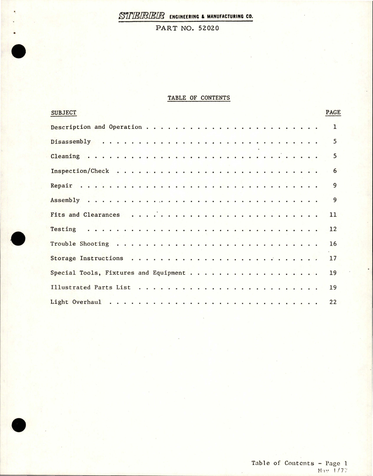 Sample page 5 from AirCorps Library document: Overhaul Manual with Illustrated Parts List for Hydraulic Manifold Assembly - Part 52020, 52020-3