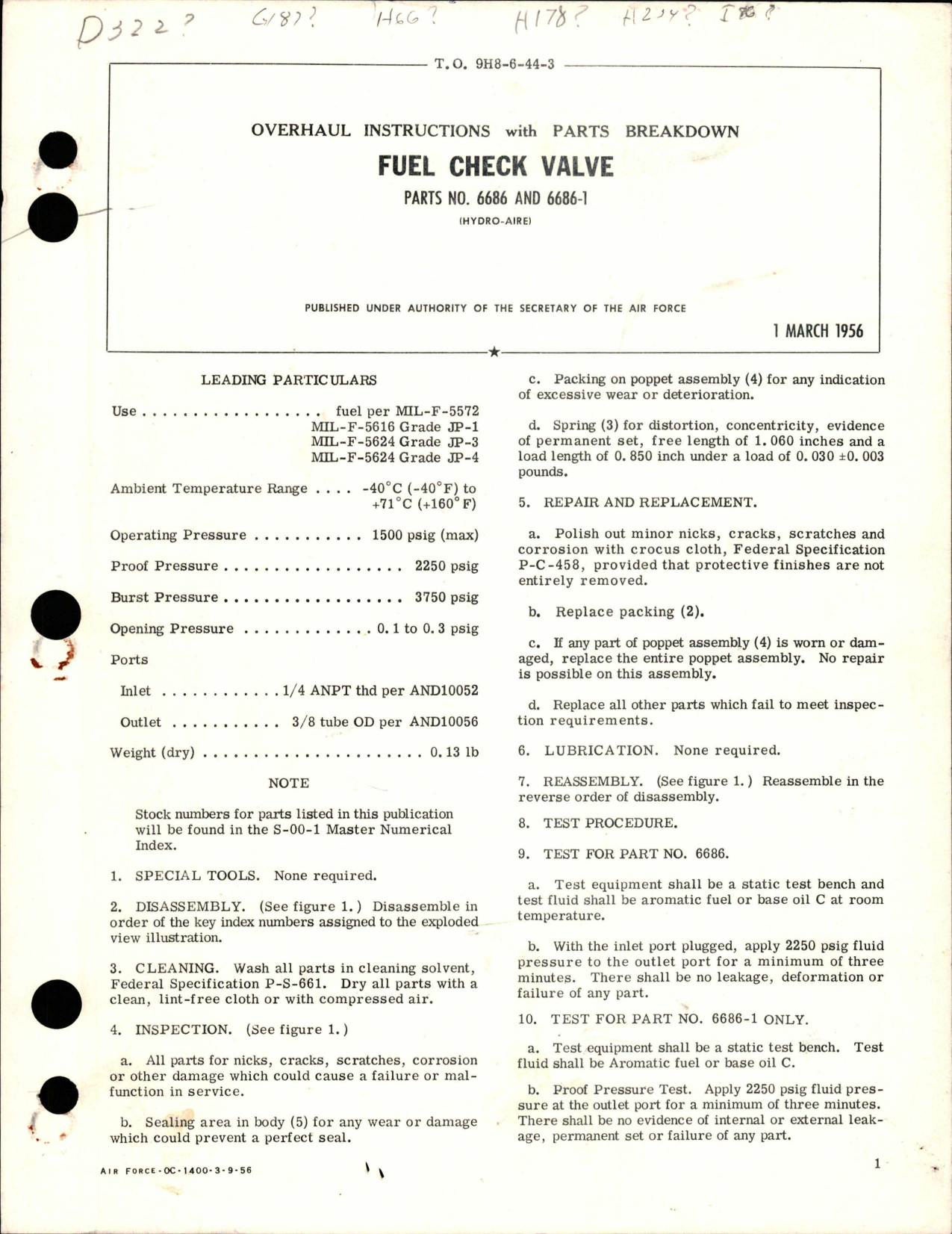 Sample page 1 from AirCorps Library document: Overhaul Instructions with Parts Breakdown for Fuel Check Valve - Parts 6686 and 6686-1