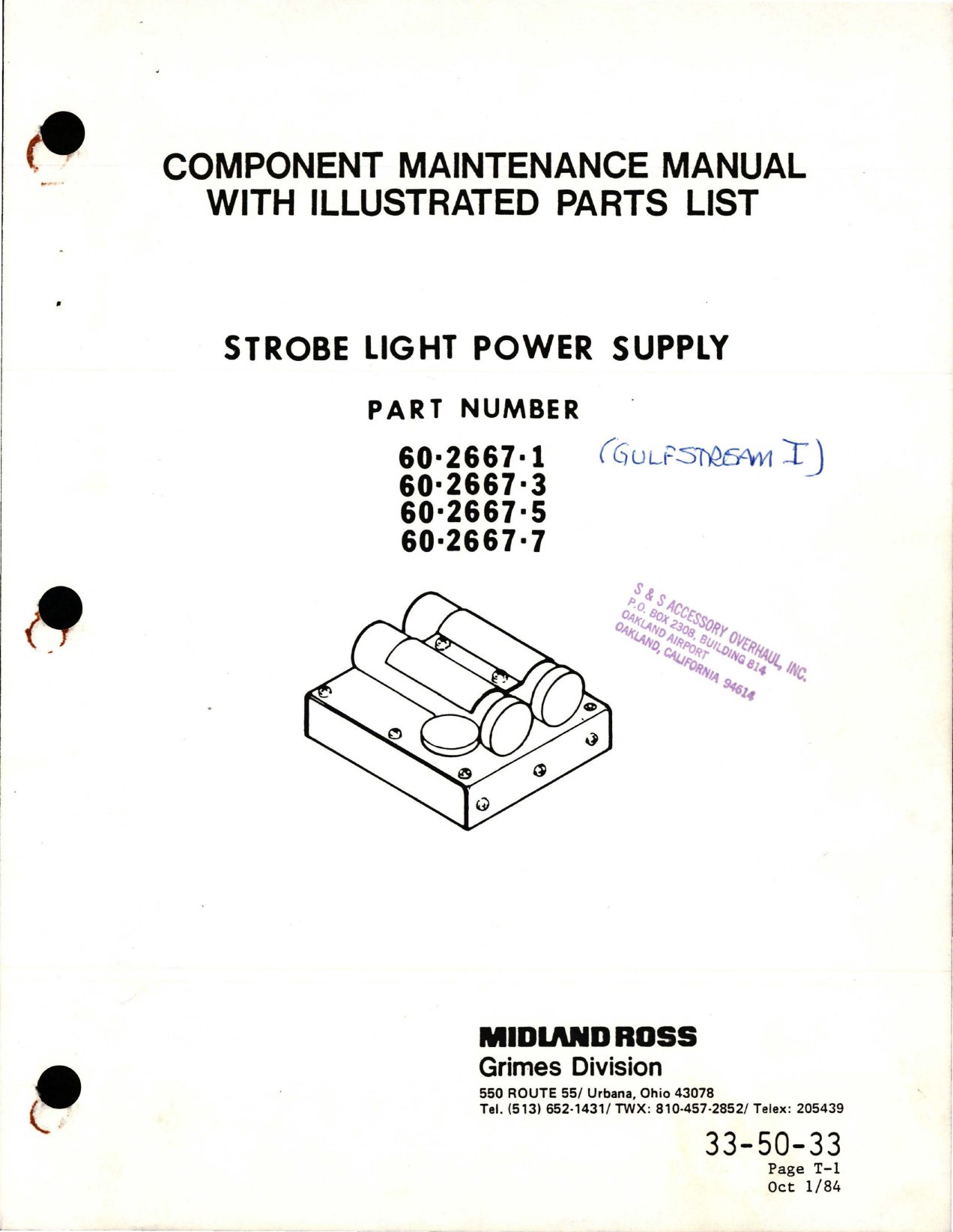 Sample page 1 from AirCorps Library document: Maintenance Manual with Illustrated Parts List for Strobe Light Power Supply