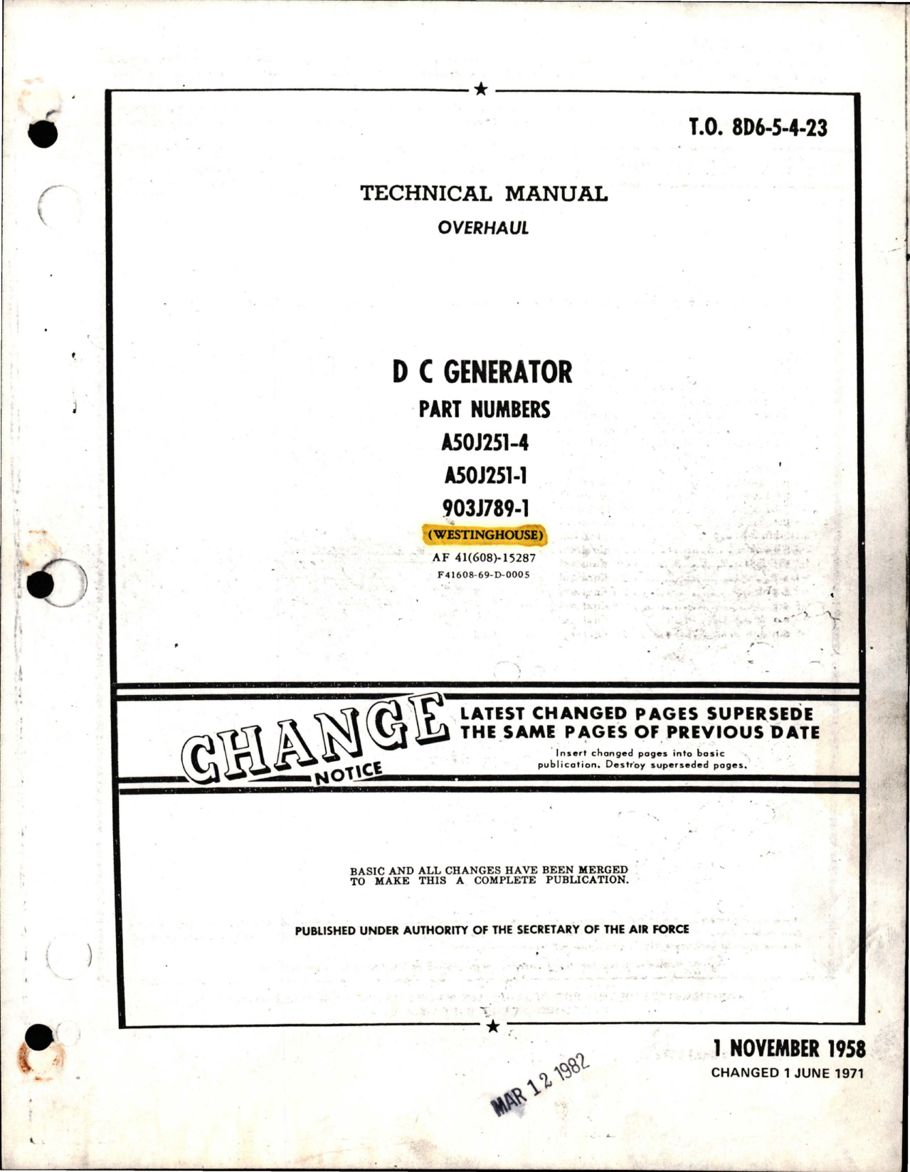 Sample page 1 from AirCorps Library document: Overhaul for DC Generator - Parts A50J251-4, A50J251-1 and 903J789-1