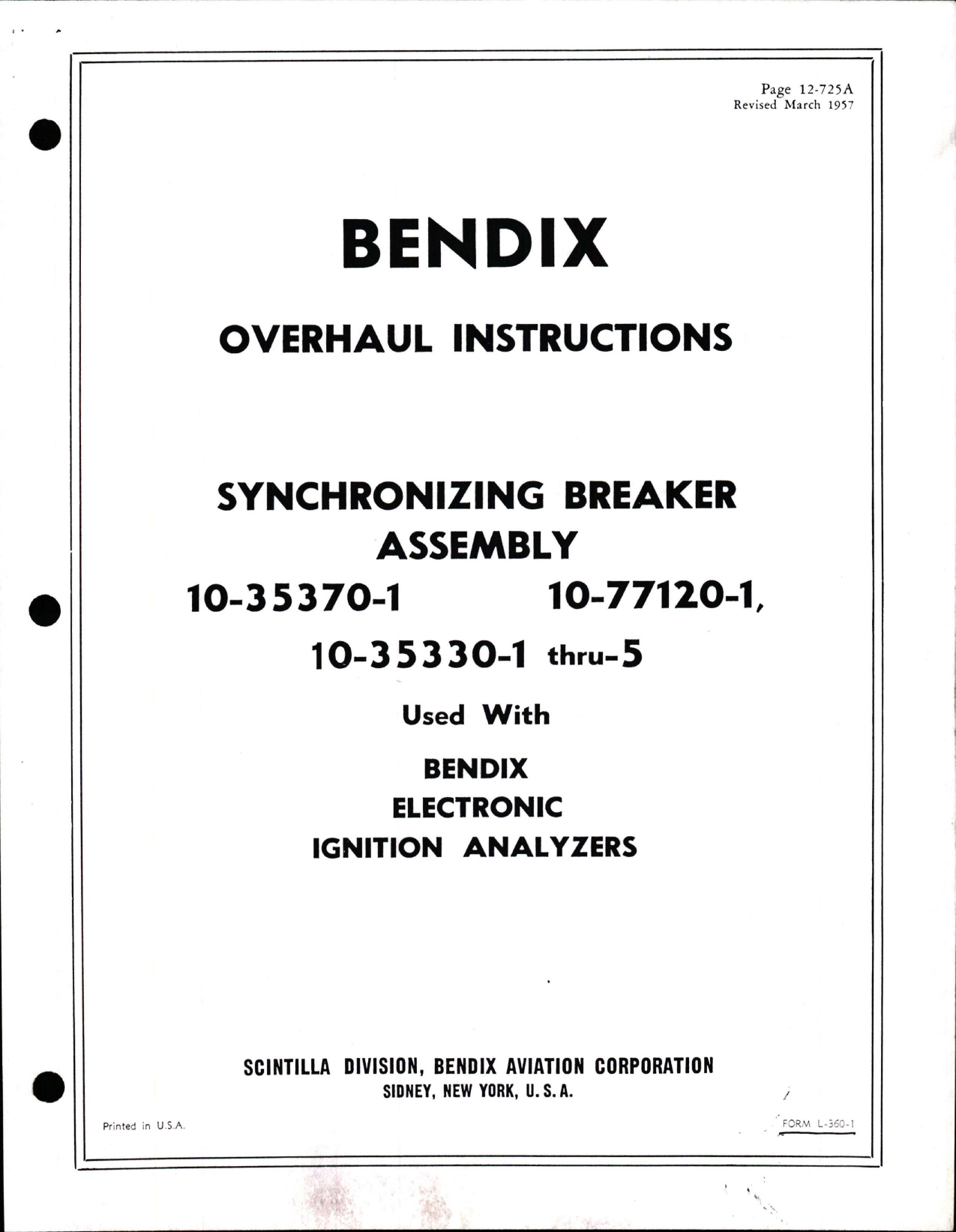 Sample page 1 from AirCorps Library document: Overhaul Instructions for Synchronizing Breaker Assembly - 10-35370-1, 10-77120-1, and 10-35330-1 thru -5