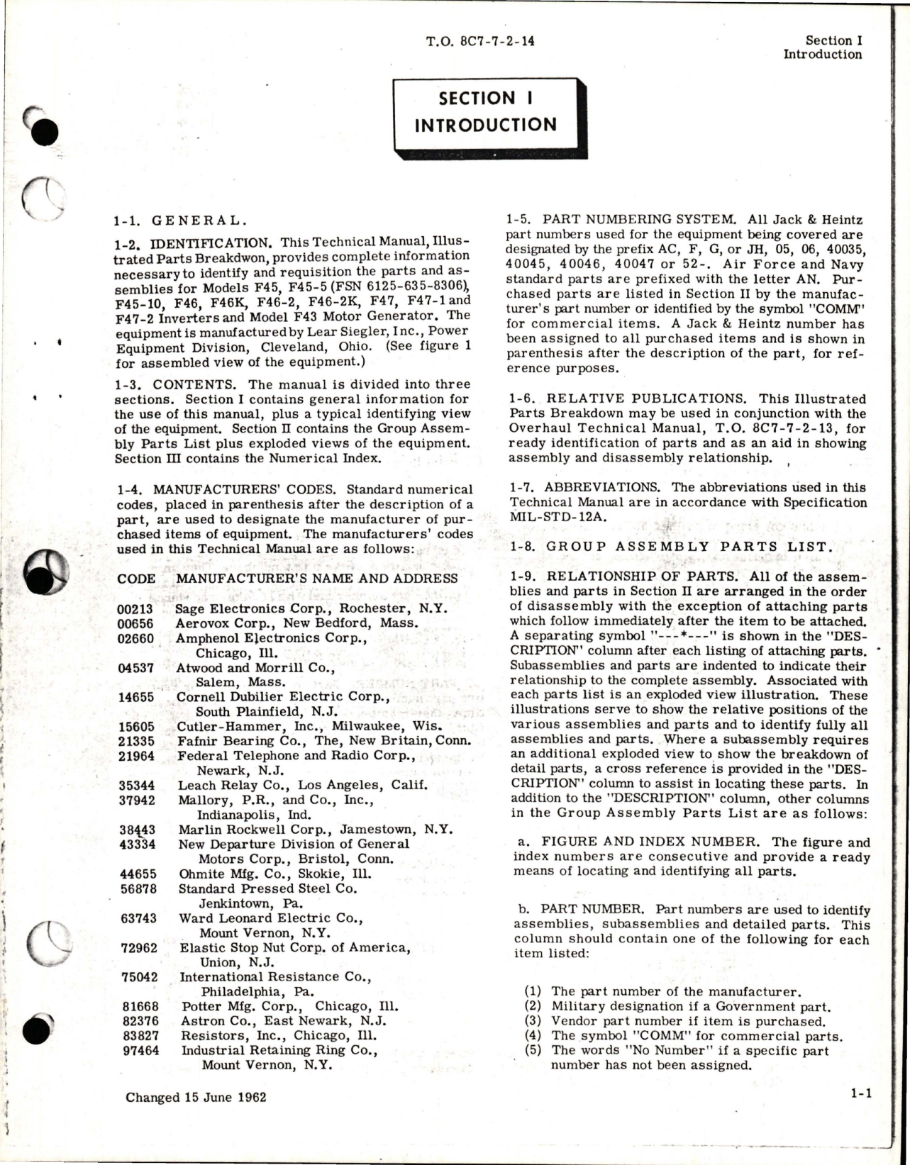 Sample page 5 from AirCorps Library document: Illustrated Parts Breakdown for Inverters and Motor Generator - Model F43