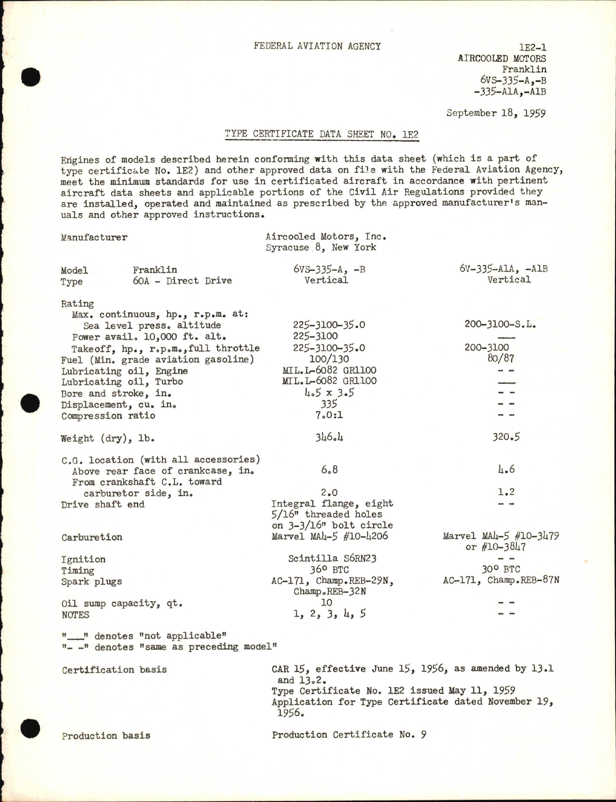 Sample page 1 from AirCorps Library document: 6VS-335-A, -B, 6VS-335-A1A, and -A1B