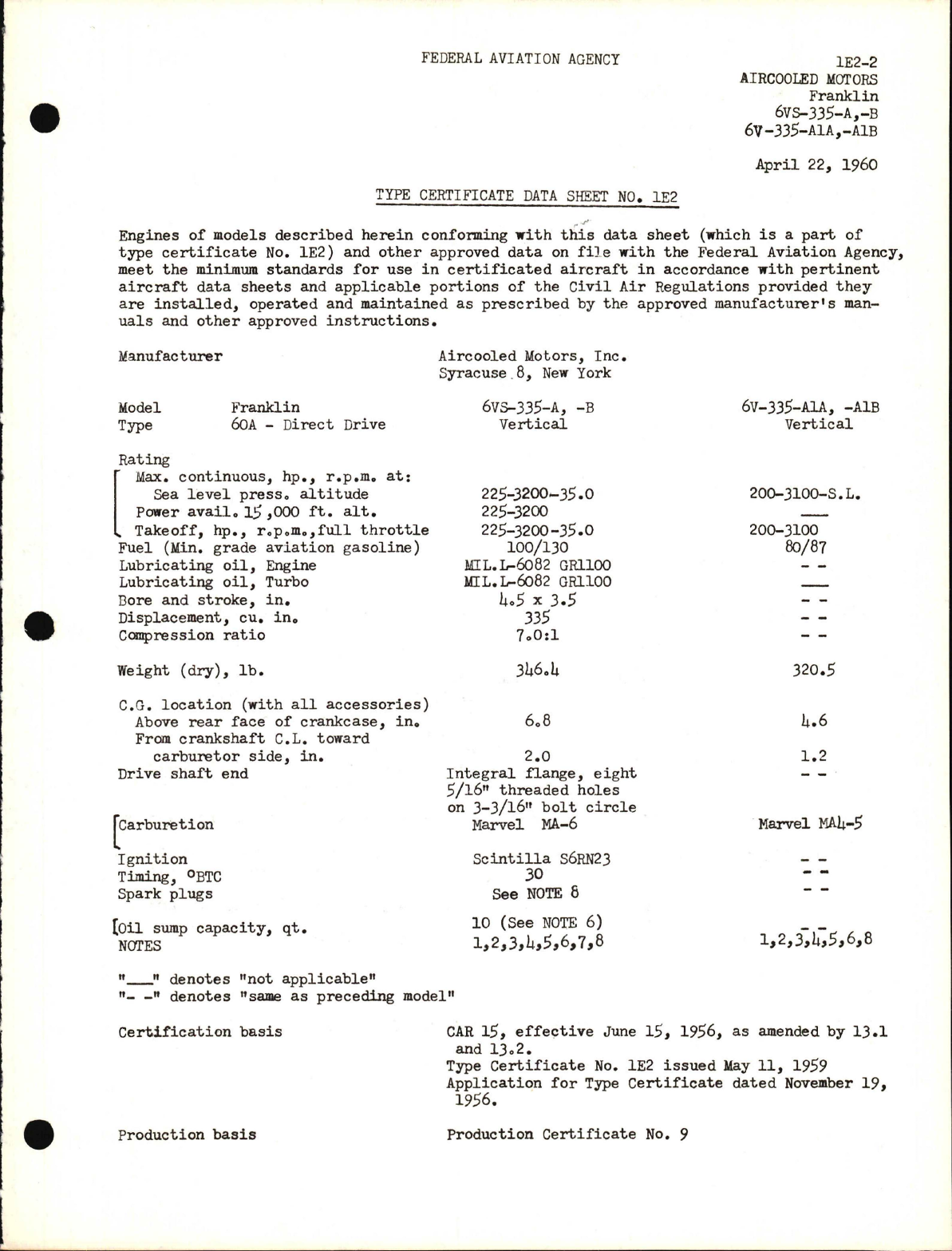 Sample page 1 from AirCorps Library document: 6VS-335-A, -B, 6VS-335-A1A, and -A1B