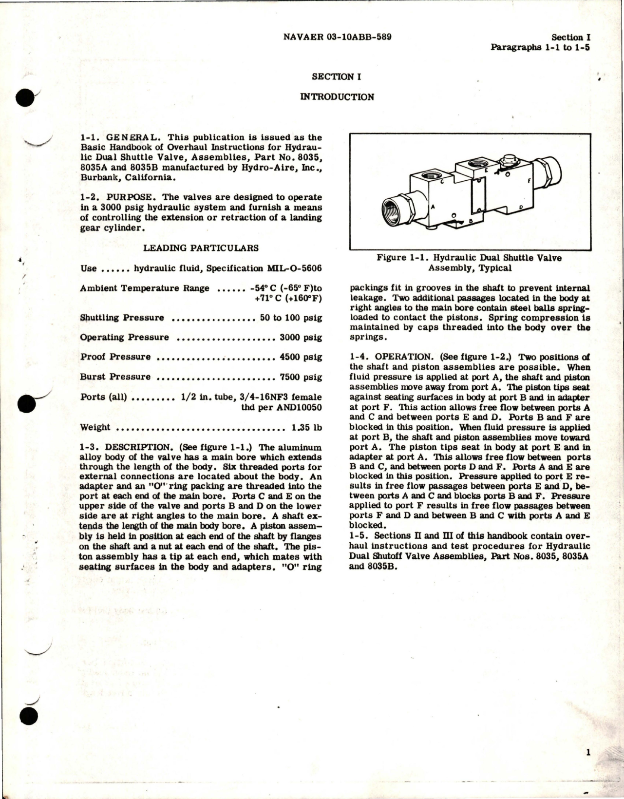 Sample page 5 from AirCorps Library document: Overhaul Instructions for Hydraulic Dual Shuttle Valve Assembly - Parts 8035, 8035A, 8035B