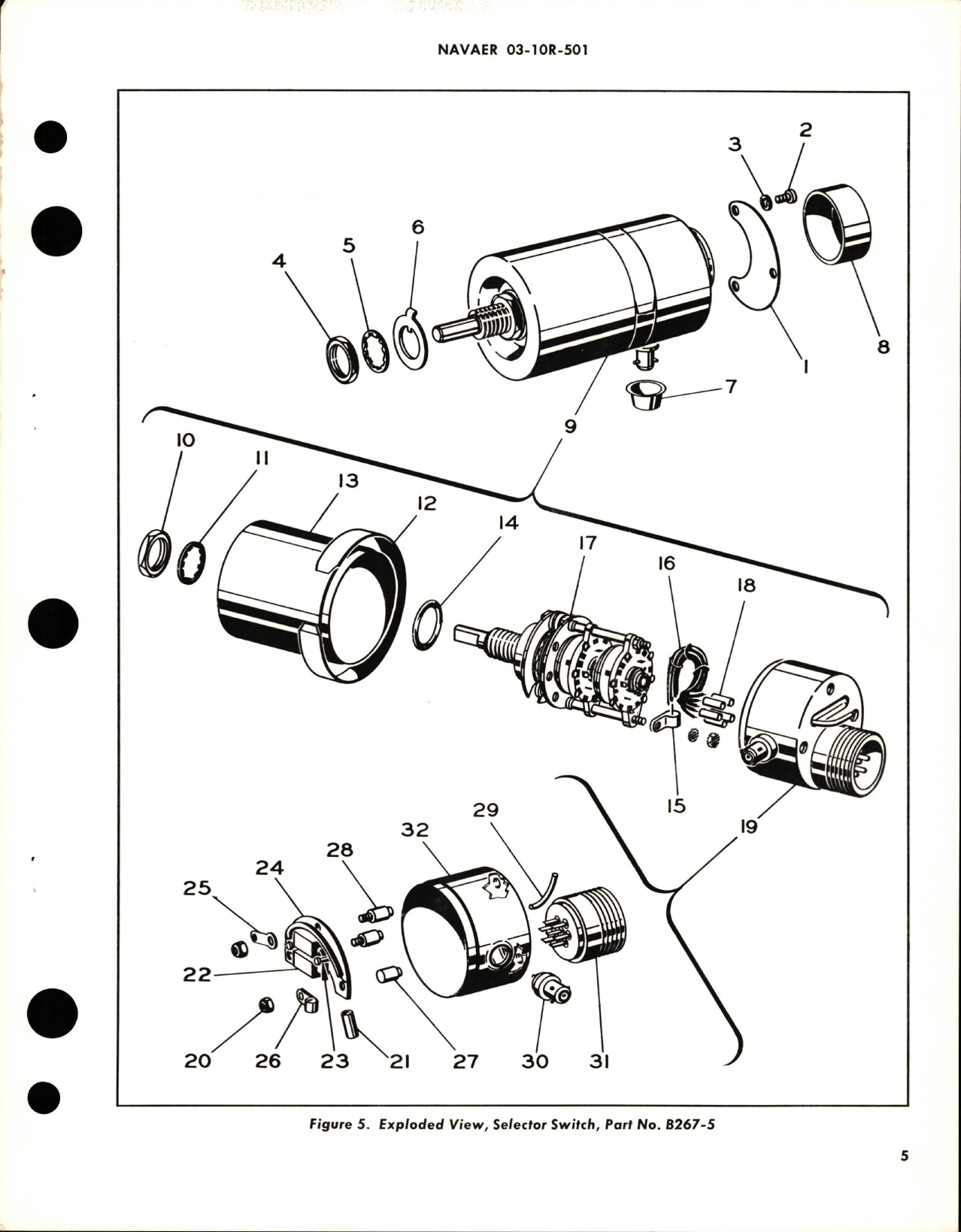 Sample page 5 from AirCorps Library document: Overhaul Instructions with Parts Breakdown for Selector Switch Assembly - B267-5