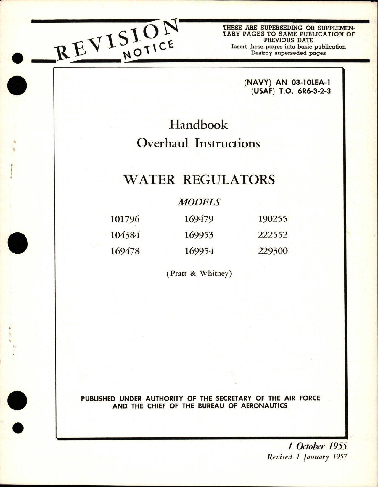 Sample page 1 from AirCorps Library document: Overhaul Instructions for Water Regulators