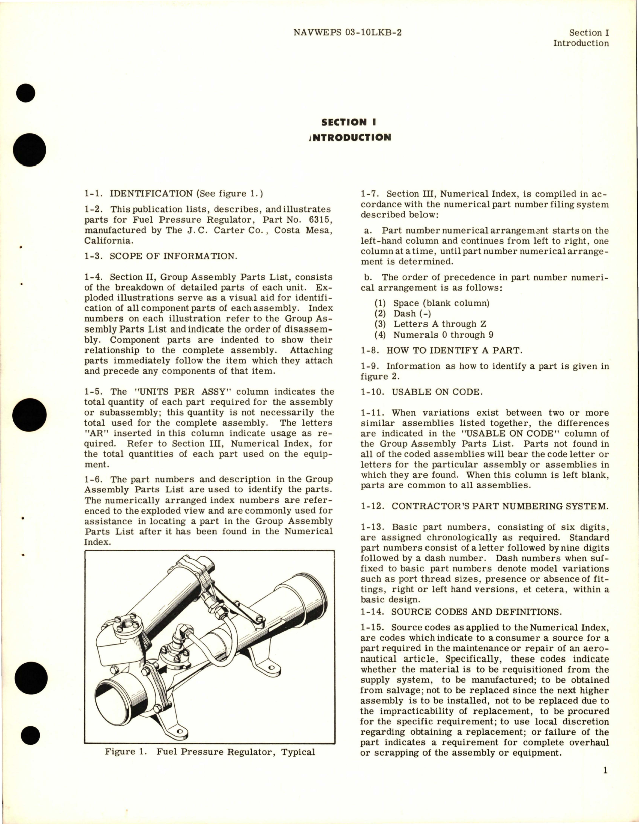Sample page 5 from AirCorps Library document: Illustrated Parts Breakdown for Fuel Pressure Regulator - Part 6315