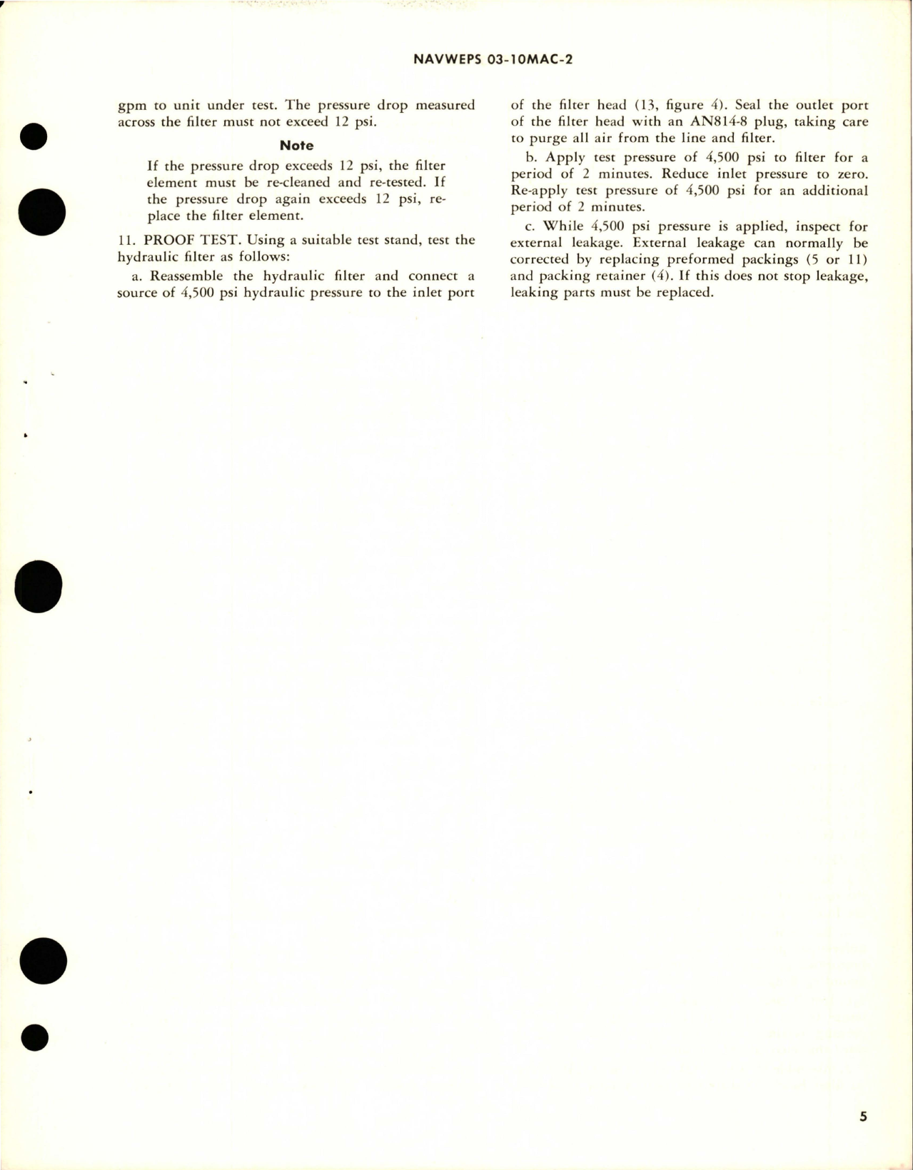Sample page 5 from AirCorps Library document: Overhaul Instructions with Parts Breakdown for Hydraulic Filter - Part AC-2061-8