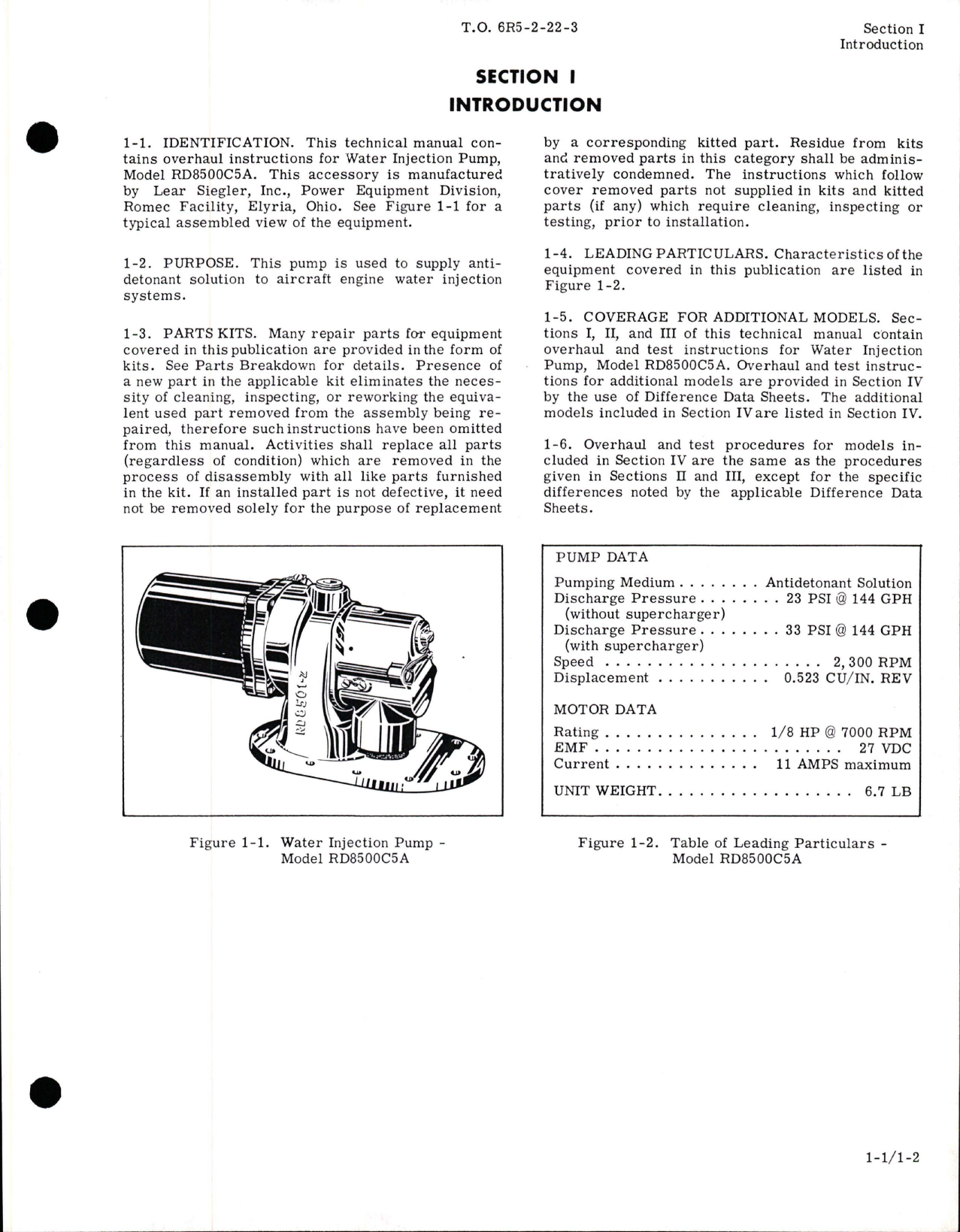 Sample page 5 from AirCorps Library document: Overhaul for Water Injection Pump - Model RD8500 Series 