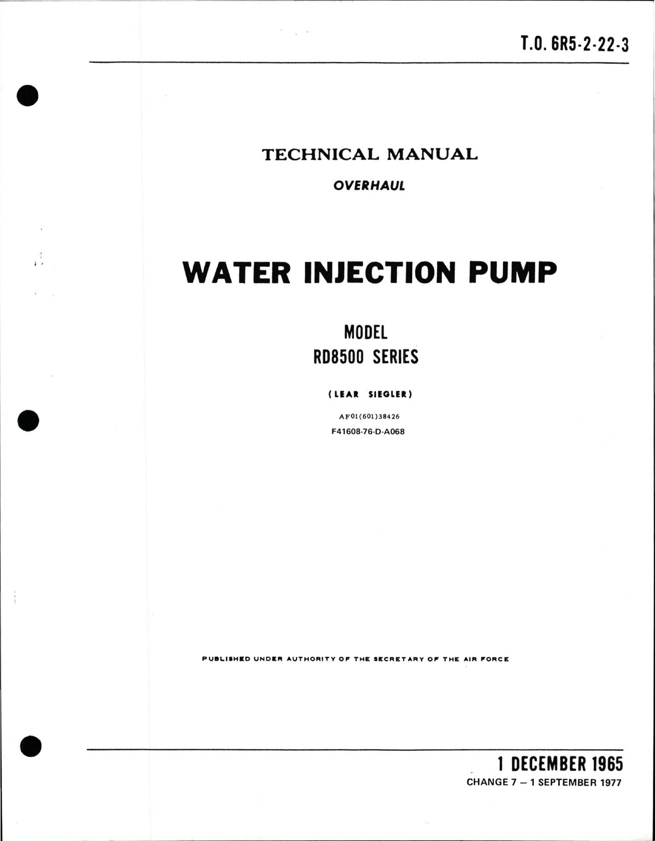 Sample page 1 from AirCorps Library document: Overhaul for Water Injection Pump - Model RD8500 Series