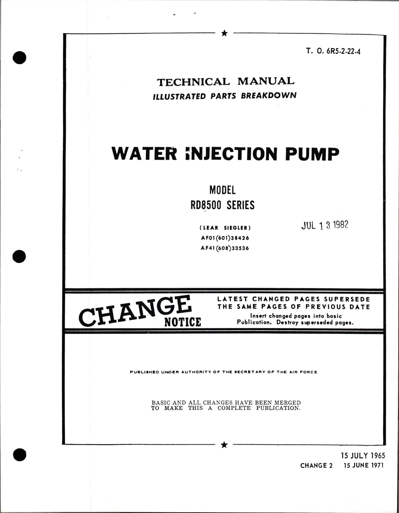 Sample page 1 from AirCorps Library document: Illustrated Parts Breakdown for Water Injection Pump - Model RD8500 Series 
