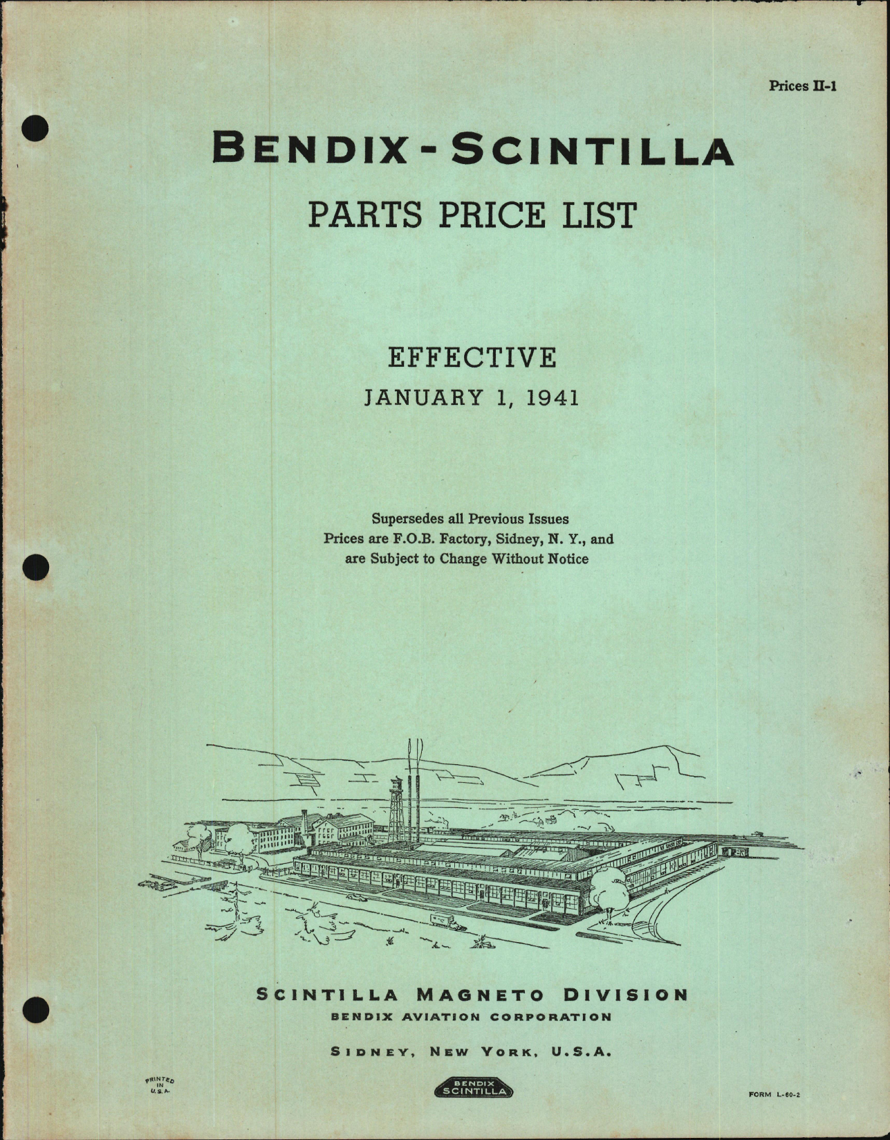 Sample page 1 from AirCorps Library document: Bendix-Scintilla Parts Price List
