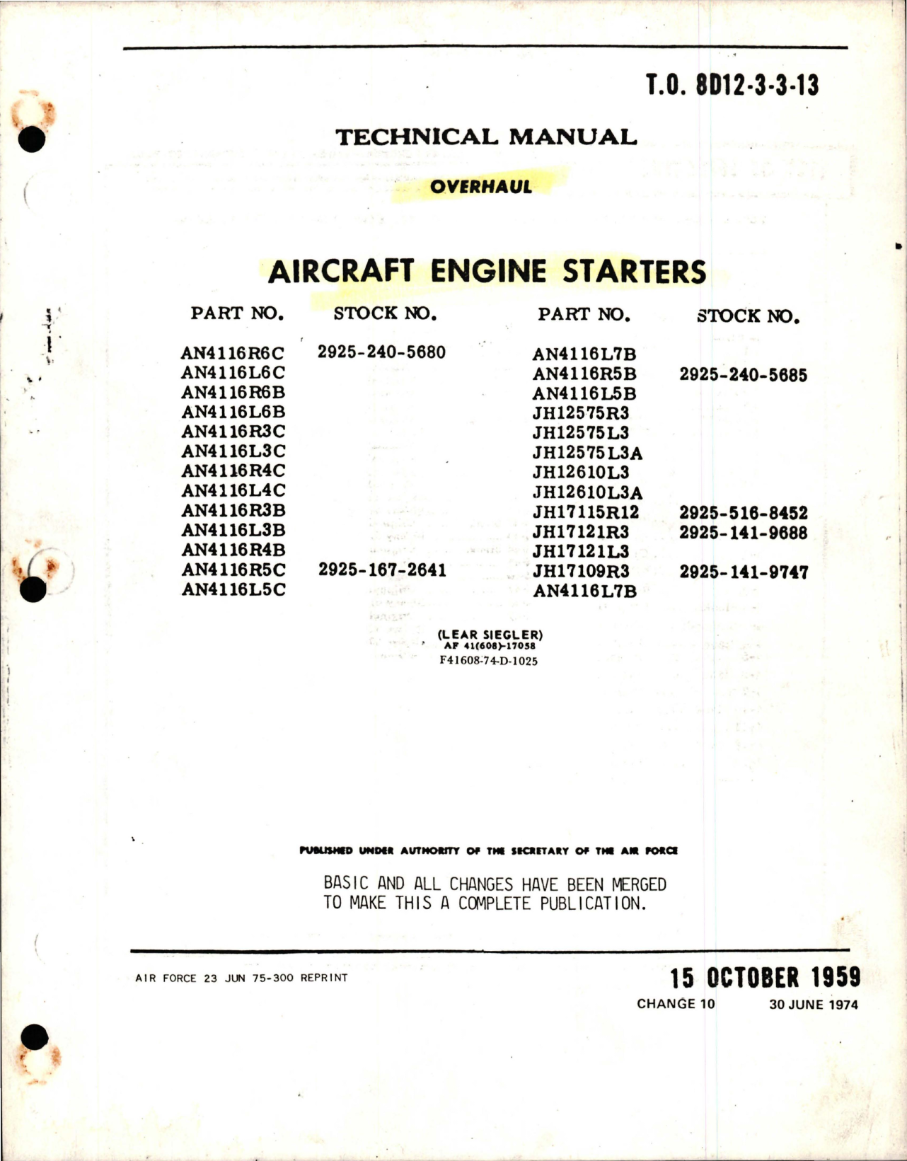 Sample page 1 from AirCorps Library document: Overhaul for Aircraft Engine Starters