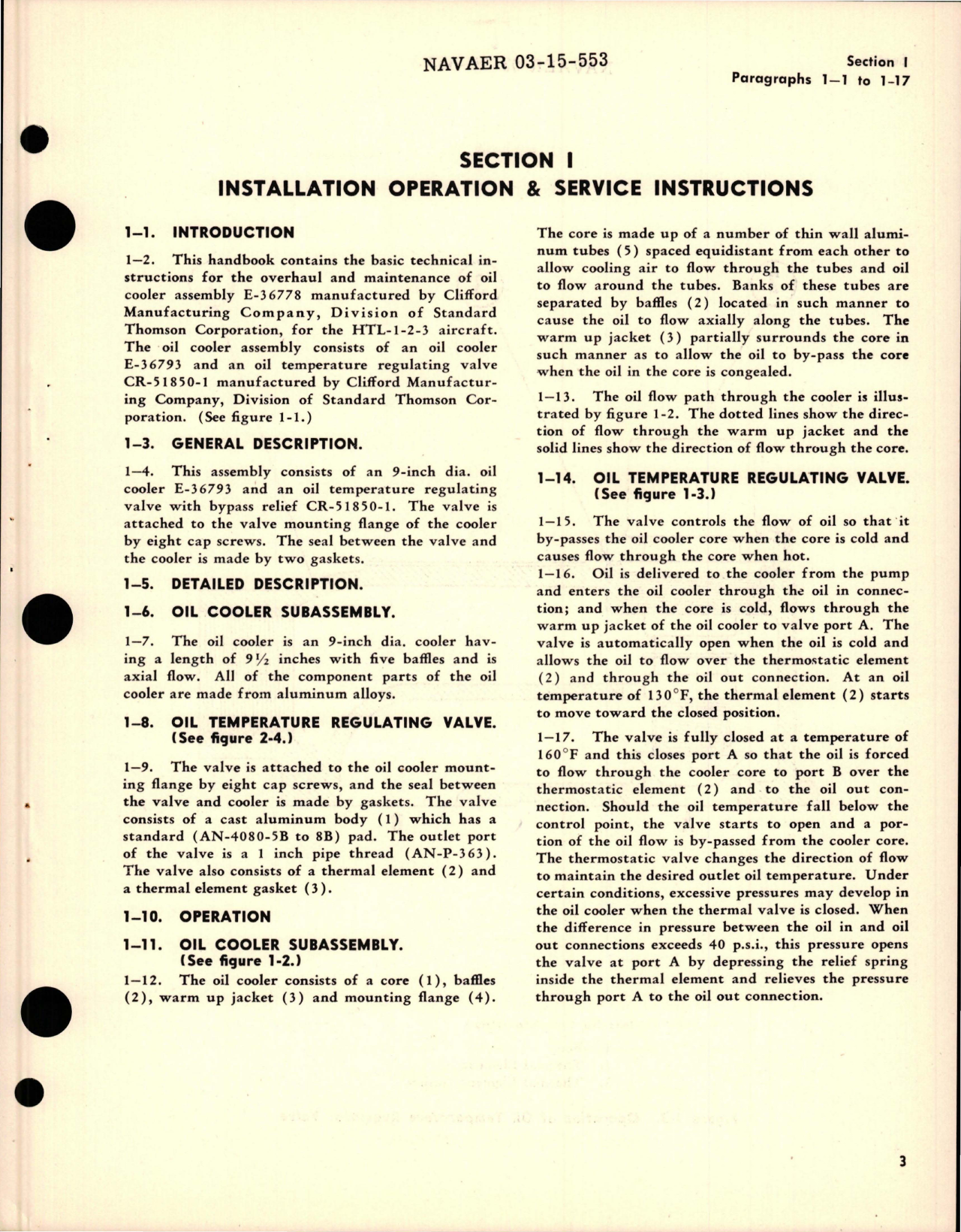 Sample page 5 from AirCorps Library document: Operation, Service, Overhaul Instructions with Parts Catalog for Oil Cooler Assembly - Model E-36778