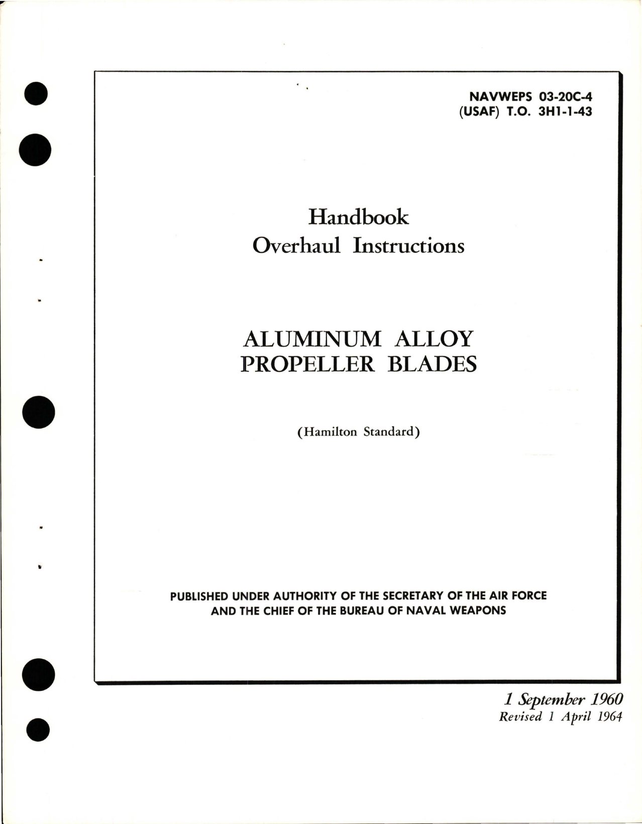 Sample page 1 from AirCorps Library document: Overhaul Instructions for Aluminum Alloy Propeller Blades