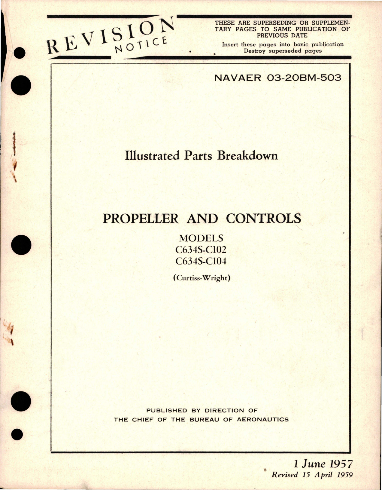 Sample page 1 from AirCorps Library document: Illustrated Parts Breakdown for Propeller and Controls - Models C634S-C102 and C634S-C104