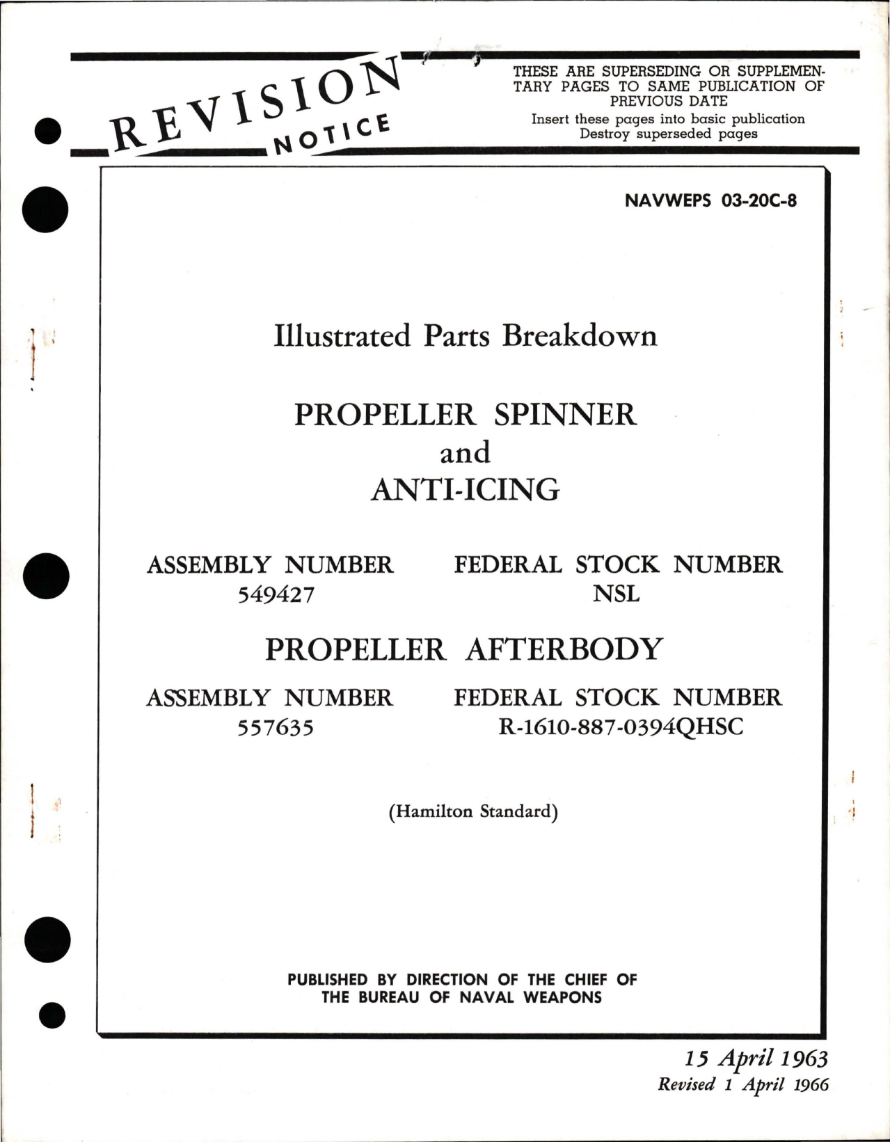 Sample page 1 from AirCorps Library document: Illustrated Parts Breakdown for Propeller Spinner, Anti-Icing, and Propeller Afterbody