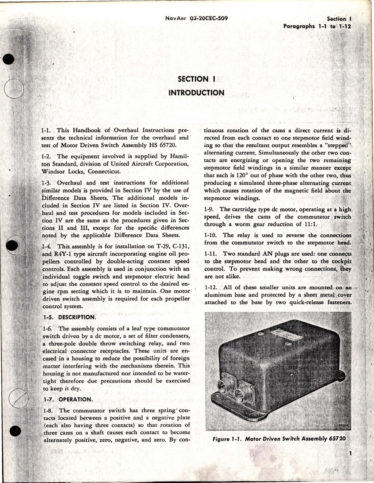 Sample page 5 from AirCorps Library document: Overhaul Instructions for Motor Driven Switch - Assembly No. 65720 and 69009
