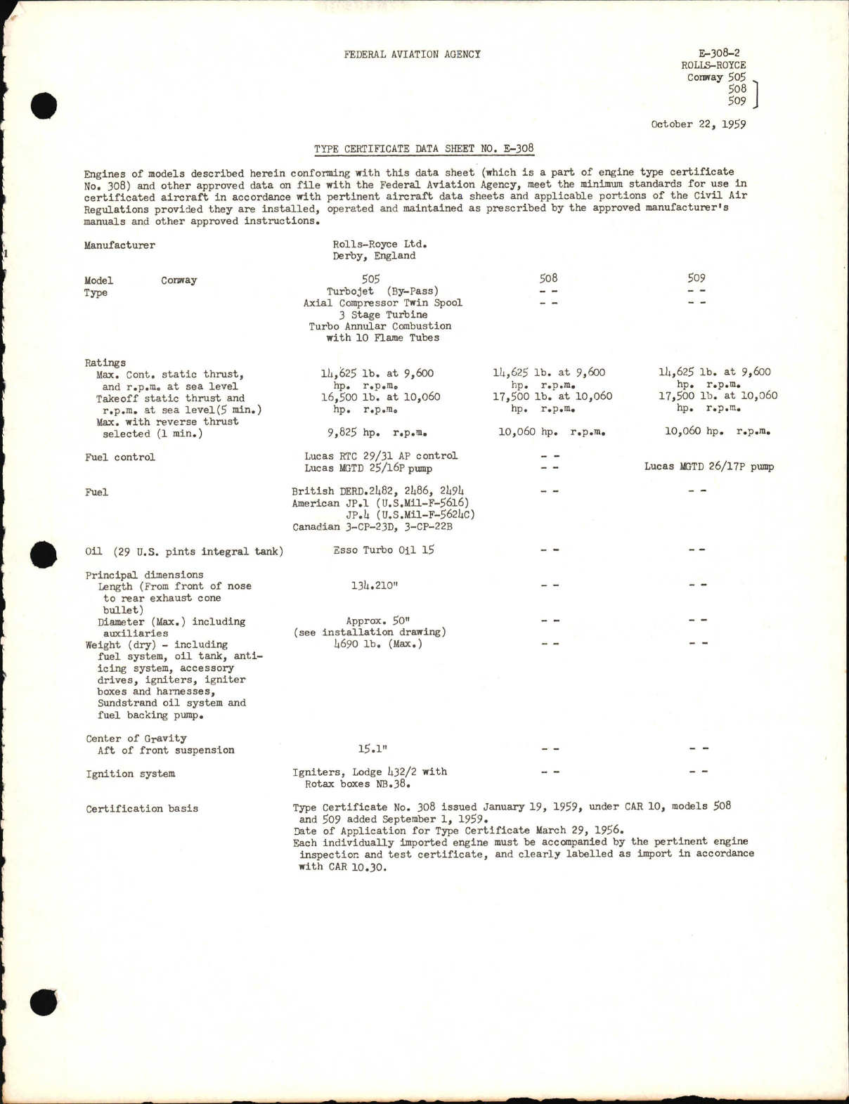 Sample page 1 from AirCorps Library document: Conway 505, 508, and 509