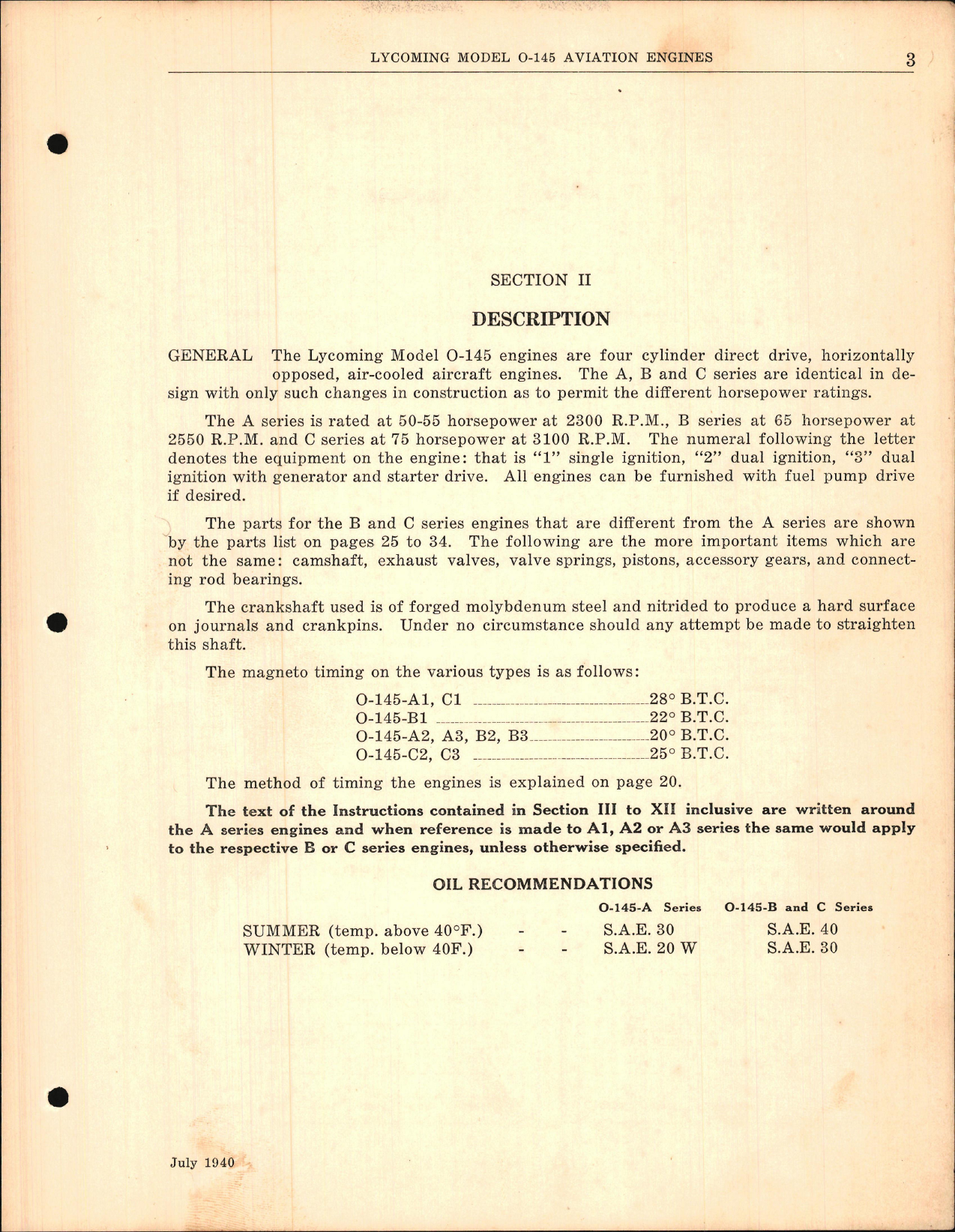 Sample page 7 from AirCorps Library document: Handbook of Instructions with Parts Catalog for Lycoming O-145 Engine