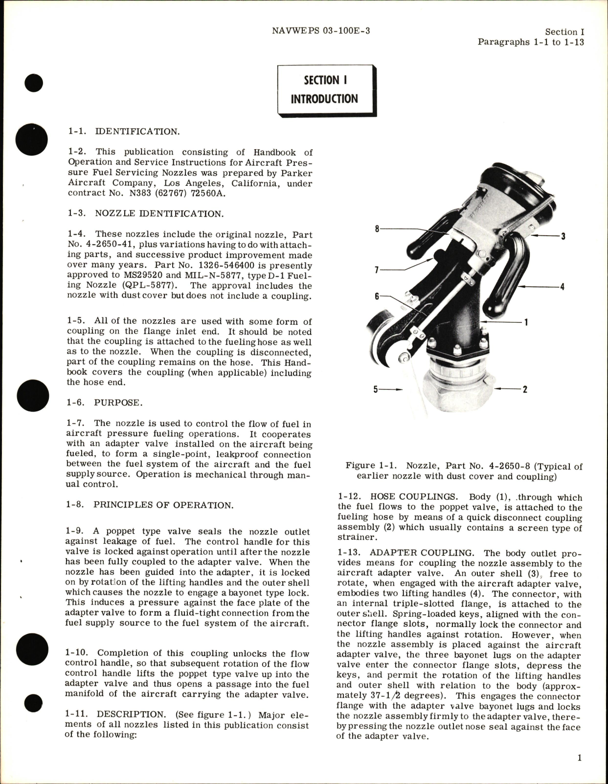 Sample page 5 from AirCorps Library document: Operation and Service Instructions for Aircraft Pressure Fuel Servicing Nozzles Part Nos. 4-2650-8, -8M, -10, 10M2