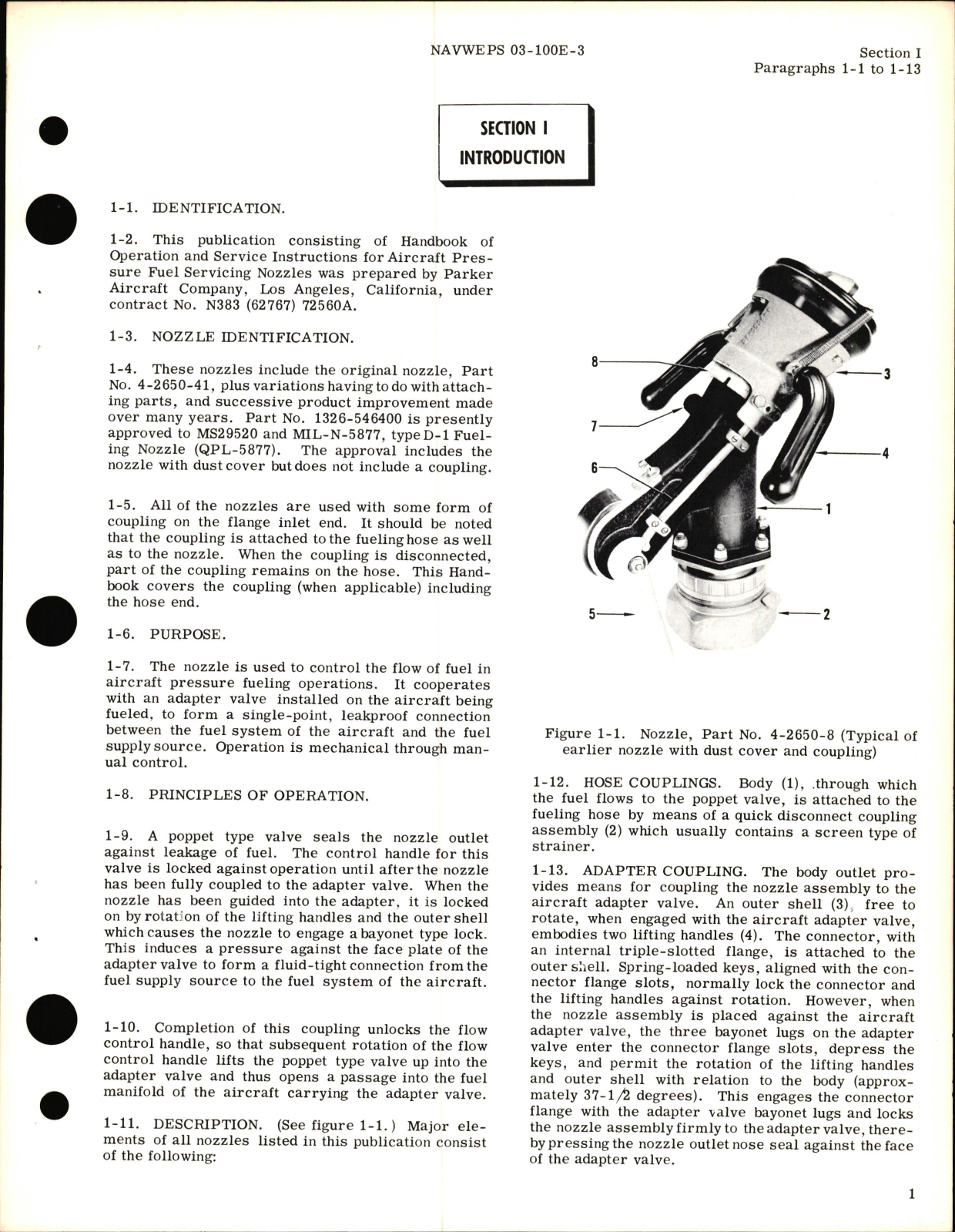 Sample page 5 from AirCorps Library document: Operation and Service Instructions for Aircraft Pressure Fuel Servicing Nozzles Part Nos. 4-2650-8, -8M, -10, -10M2 