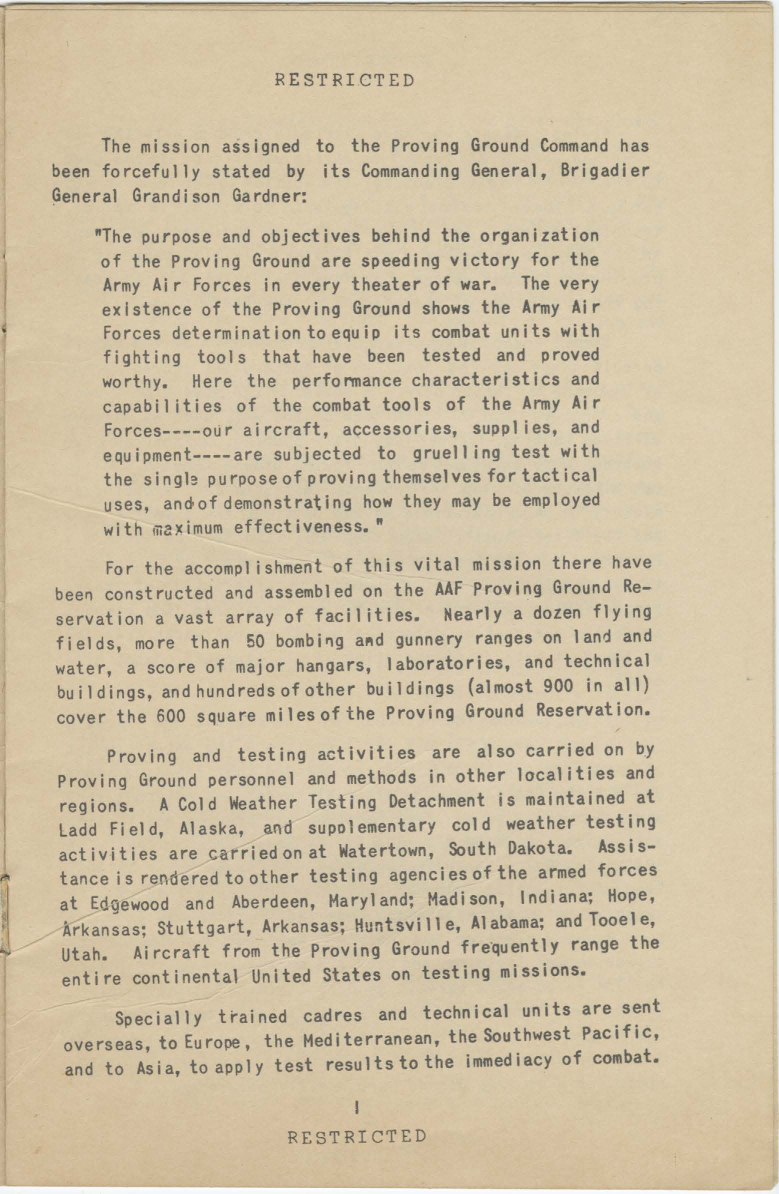 Sample page 5 from AirCorps Library document: Army Air Forces Proving Ground Command - Eglin Field, Florida
