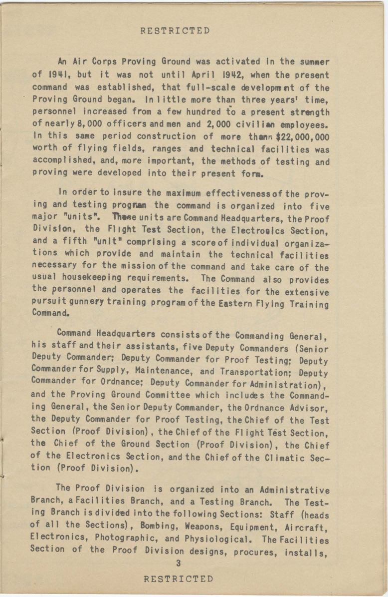 Sample page 7 from AirCorps Library document: Army Air Forces Proving Ground Command - Eglin Field, Florida